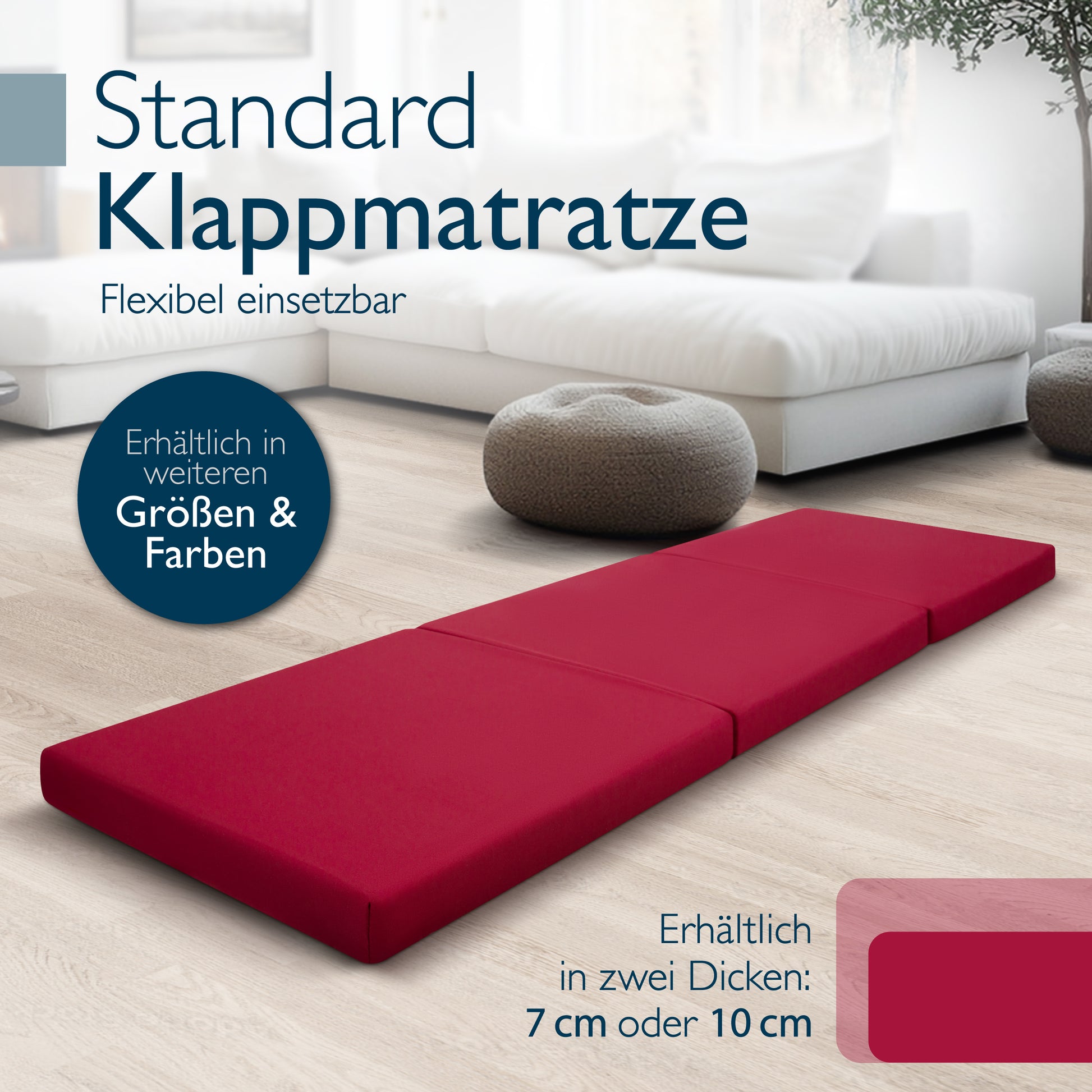 Beautissu Klappmatratze als Gästebett & Reisematratze div. Größen & Fa