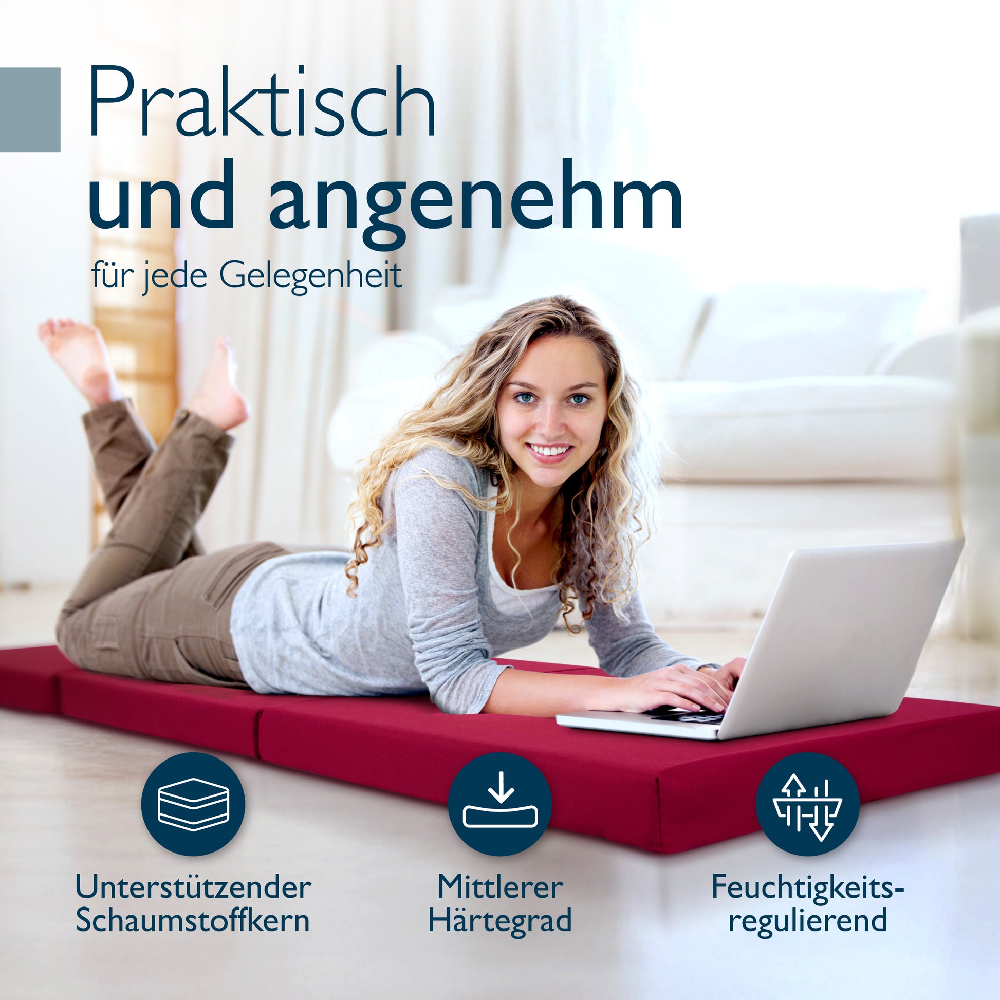 Beautissu Klappmatratze als Gästebett & Reisematratze div. Größen & Fa