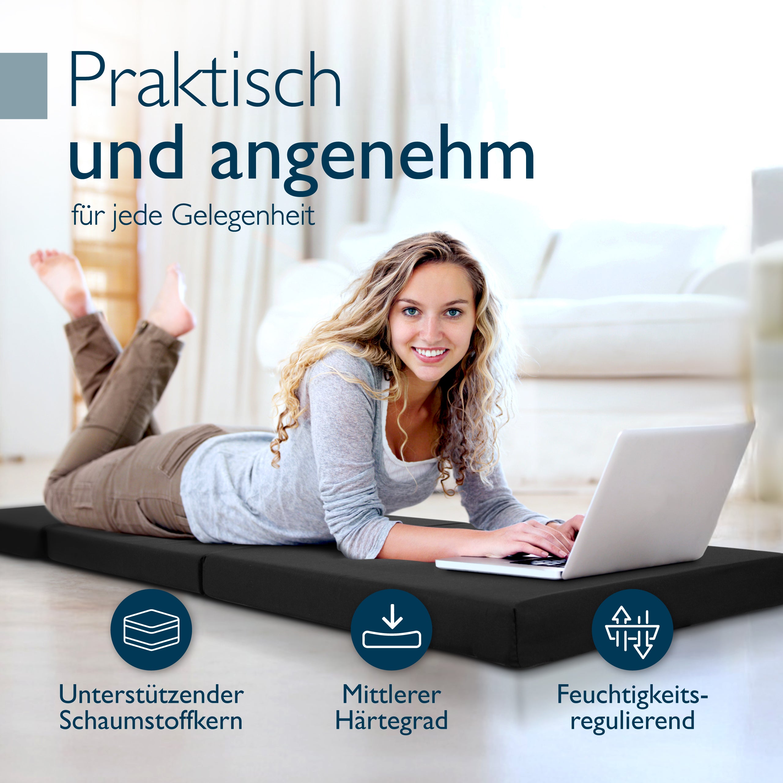 Beautissu Klappmatratze als Gästebett & Reisematratze div. Größen & Fa