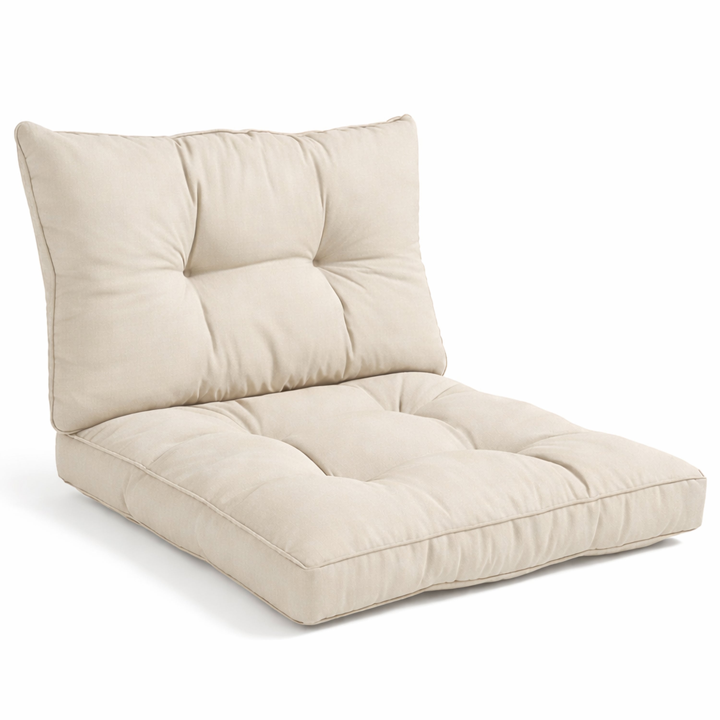 Beautissu Outdoor Lounge Rückenkissen & Sitzkissen 10/12 cm dick Natur