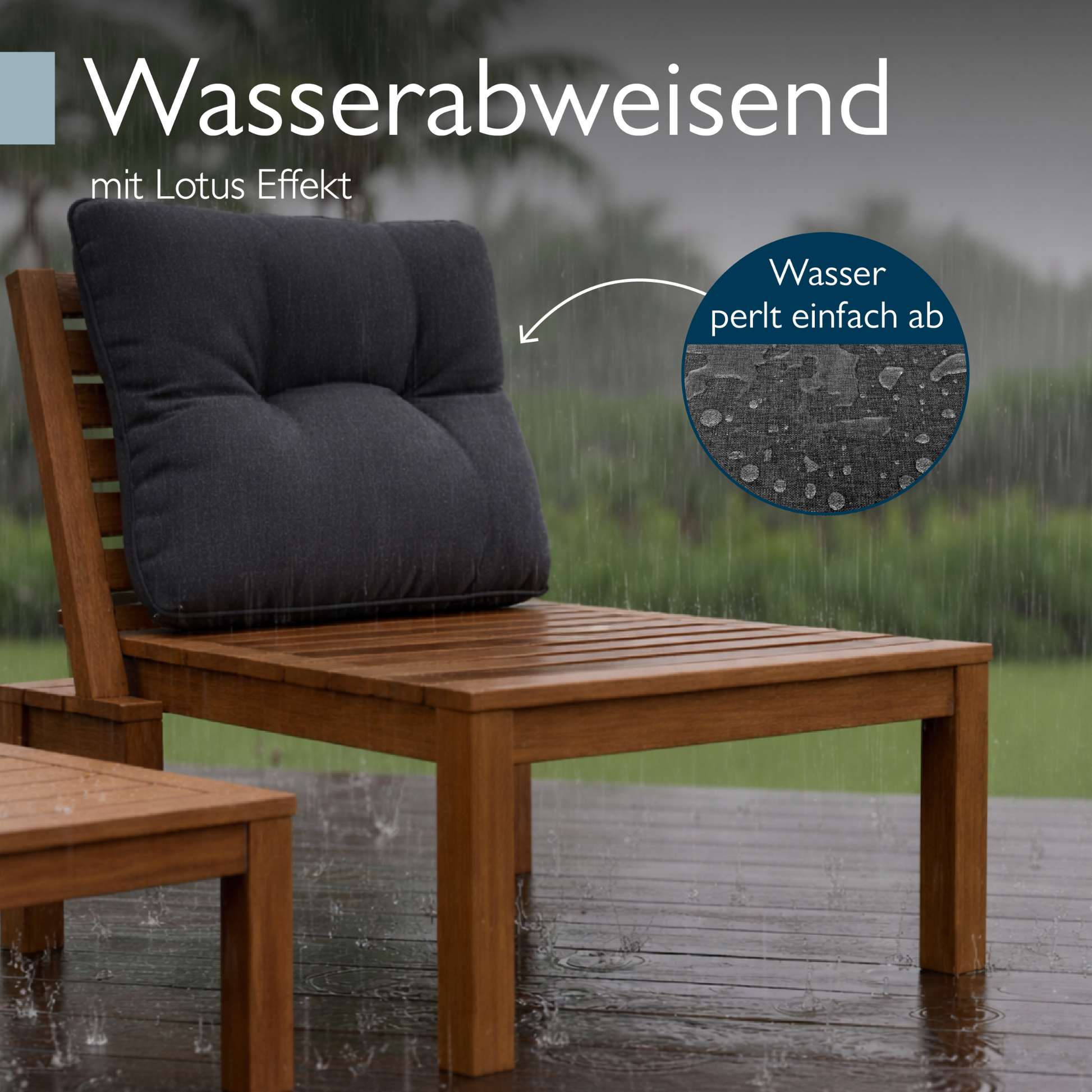 Anthrazit Beautissu Loungekissen Outdoor Sitz- und Rückenkissen wasserdicht pflegeleicht