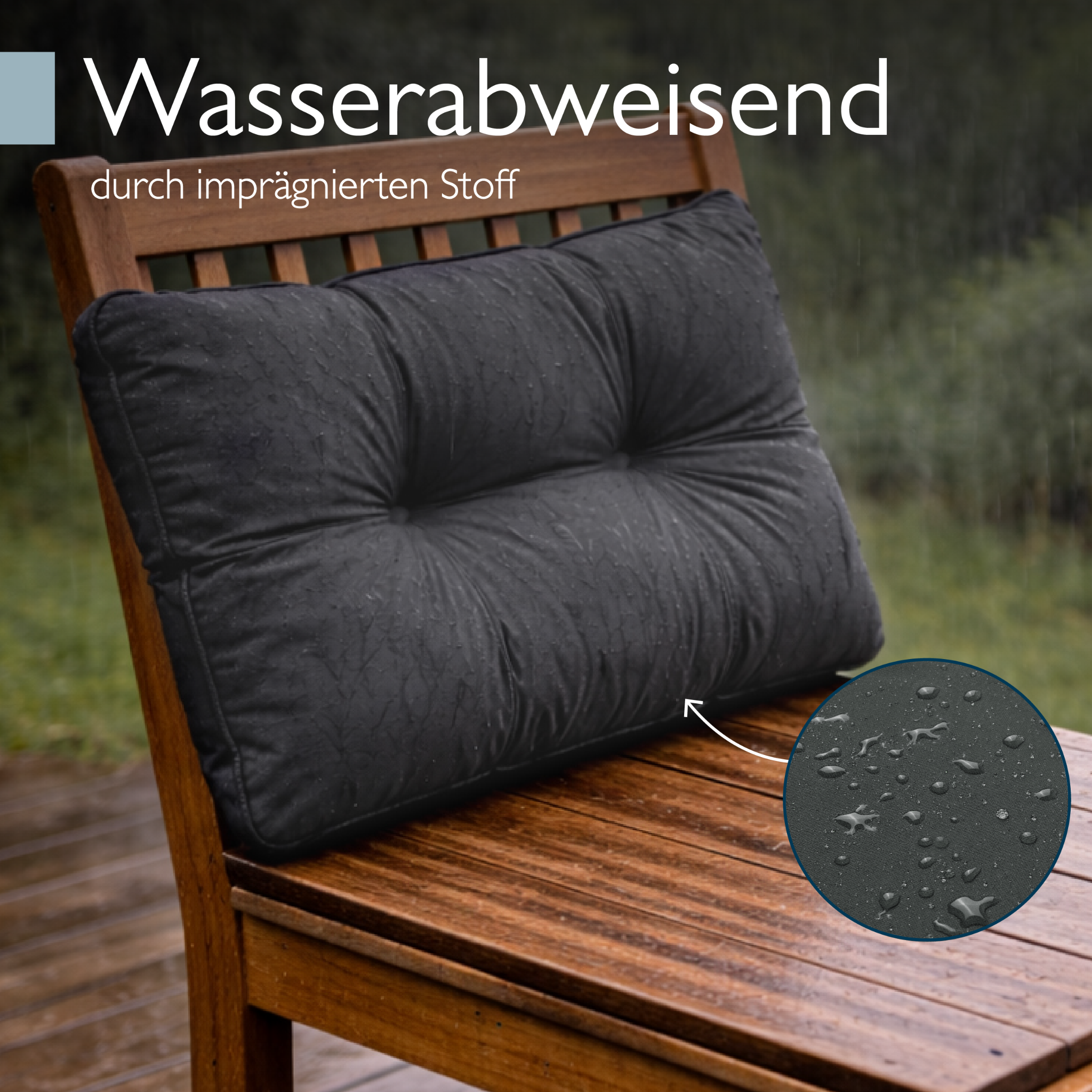 Anthrazitfarbenes Beautissu Loungekissen Outdoor mit robustem, wasserabweisendem Bezug und 10/12 cm Polsterung