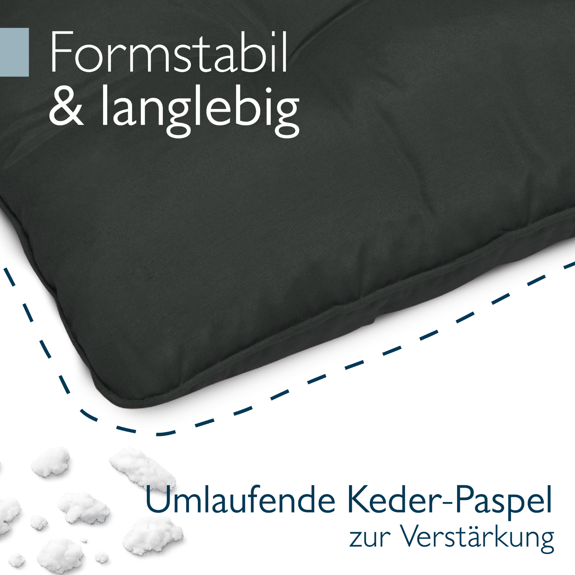 Anthrazit Beautissu Loungekissen Outdoor Lounge Rückenkissen und Sitzkissen 10-12 cm dick schmutz- und wasserabweisend