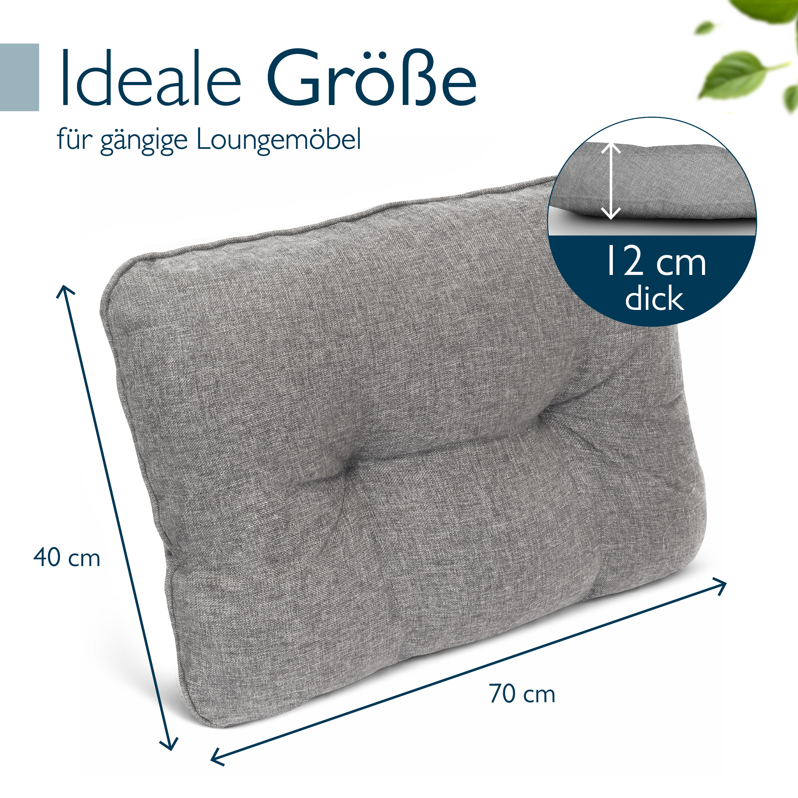 Beauflair Lounge Kissen Hellgrau Outdoor wasserabweisend und formstabil