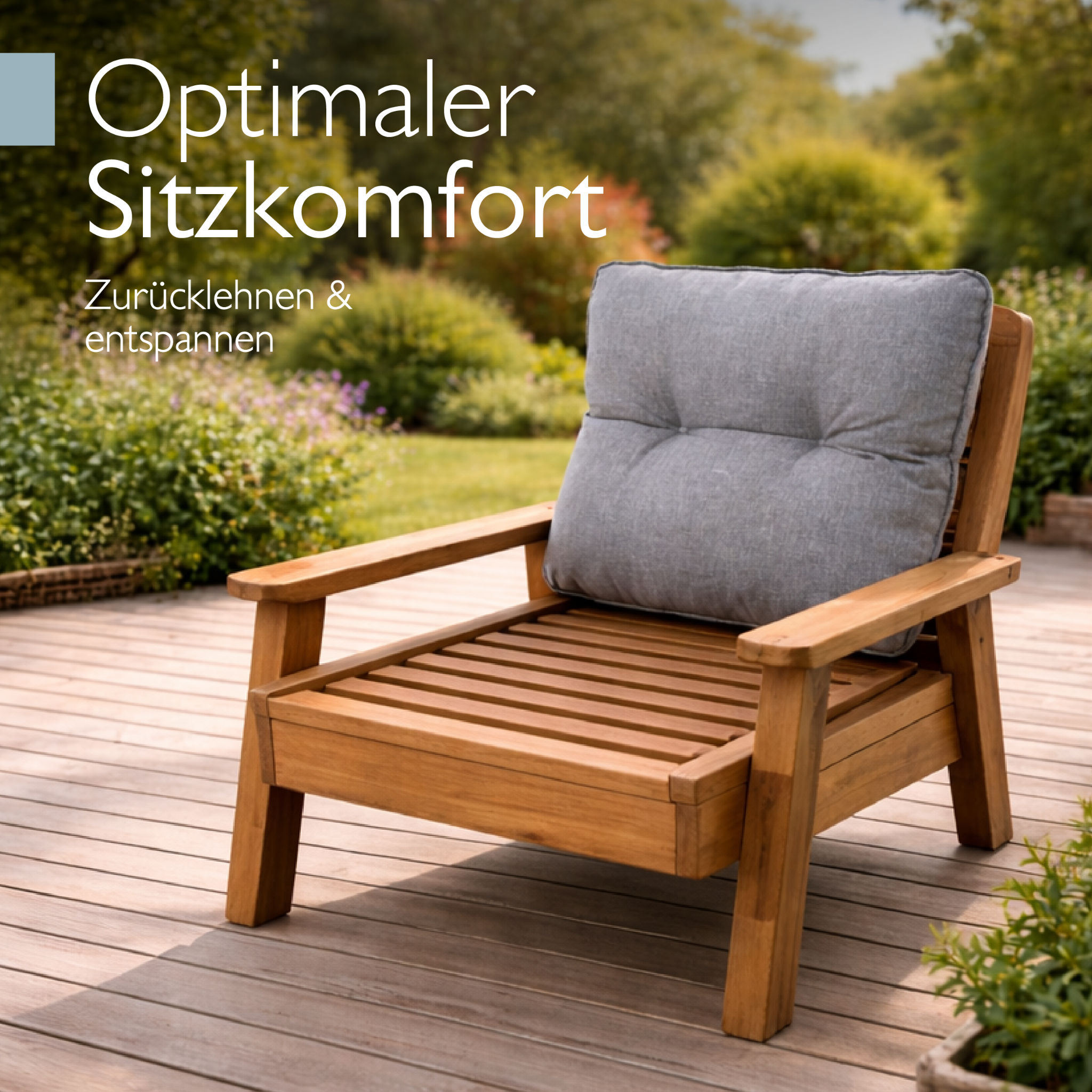 Beauflair Lounge Kissen wasserdicht hellgrau Outdoor Rückenkissen und Sitzkissen 10-12 cm dick