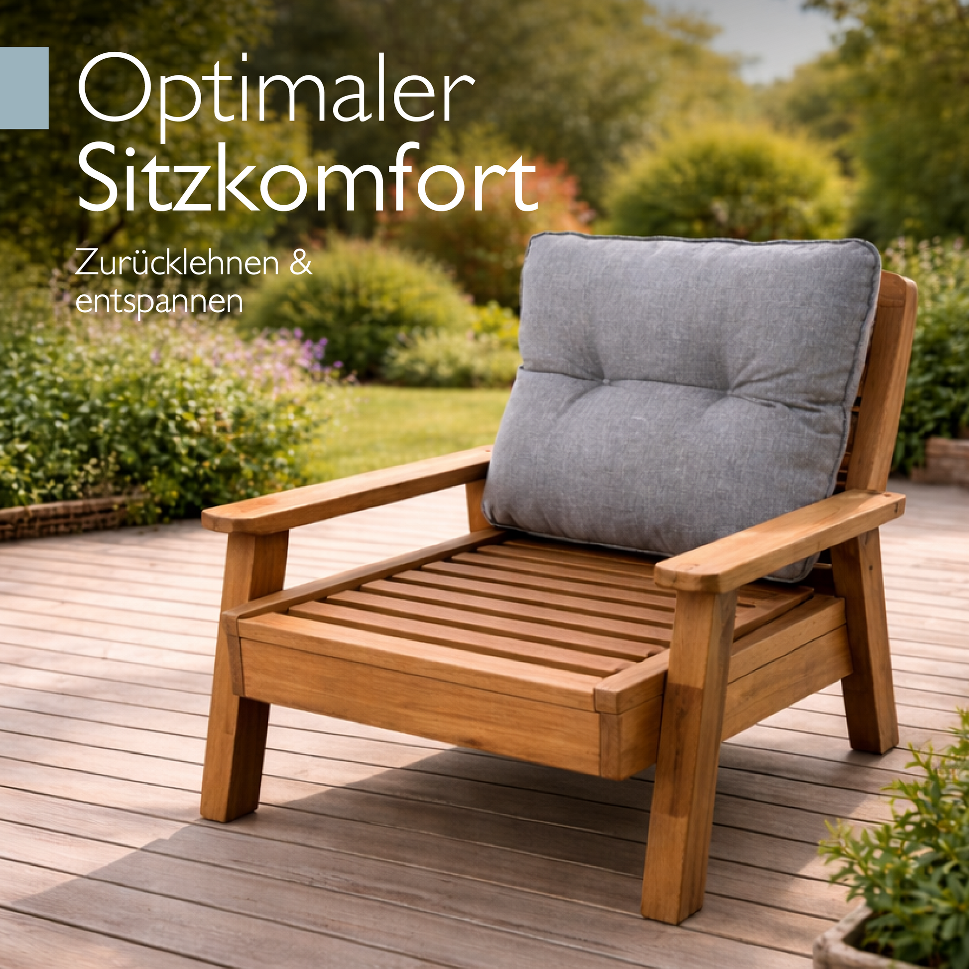 Beauflair Lounge Kissen hellgrau wasserabweisend Outdoor Sitz- und Rückenkissen