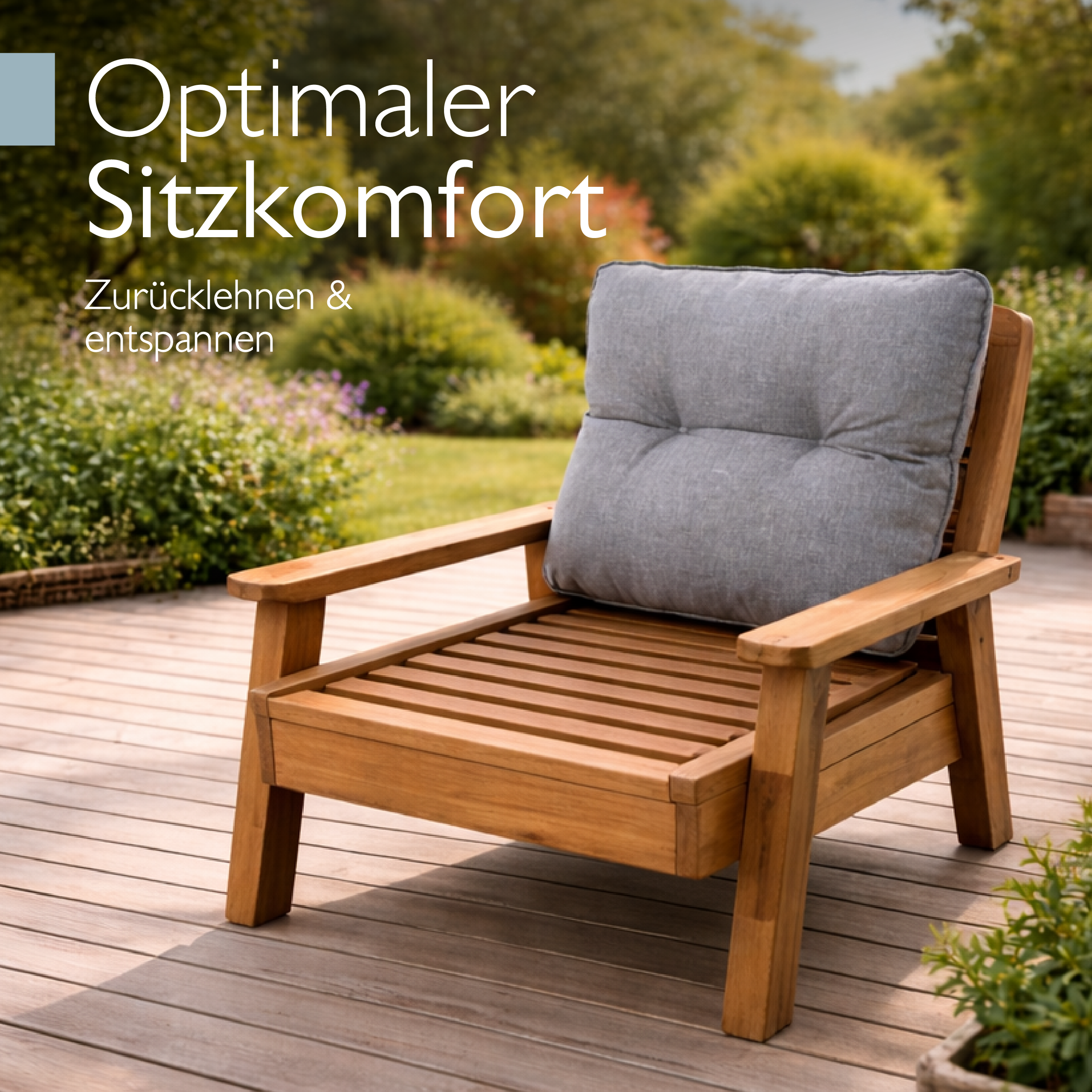 Beauflair Lounge Kissen hellgrau wasserabweisend Outdoor Sitz- und Rückenkissen