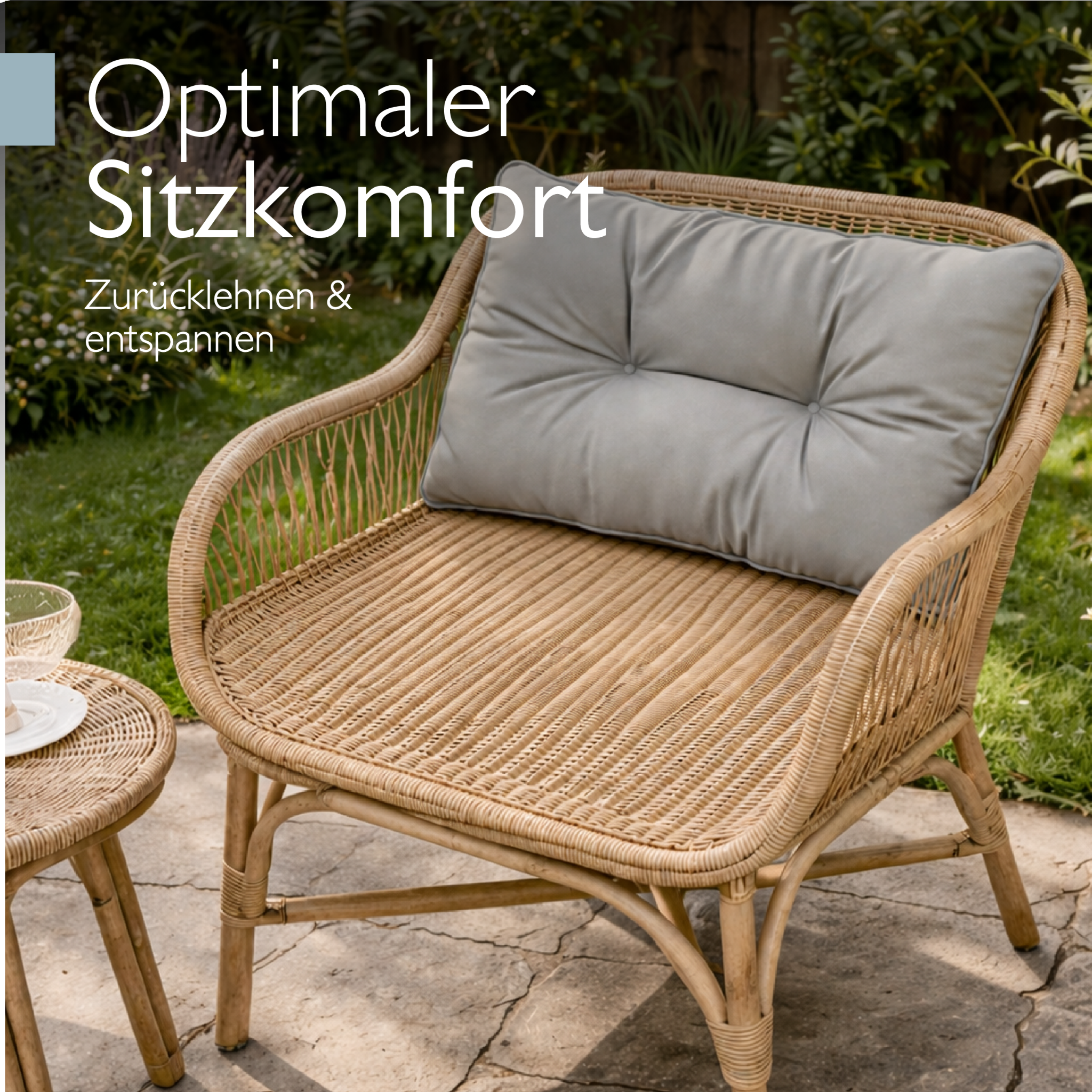 Hellgraue Outdoor Lounge Rückenkissen und Sitzkissen 10/12 cm dick, wasserabweisend und pflegeleicht