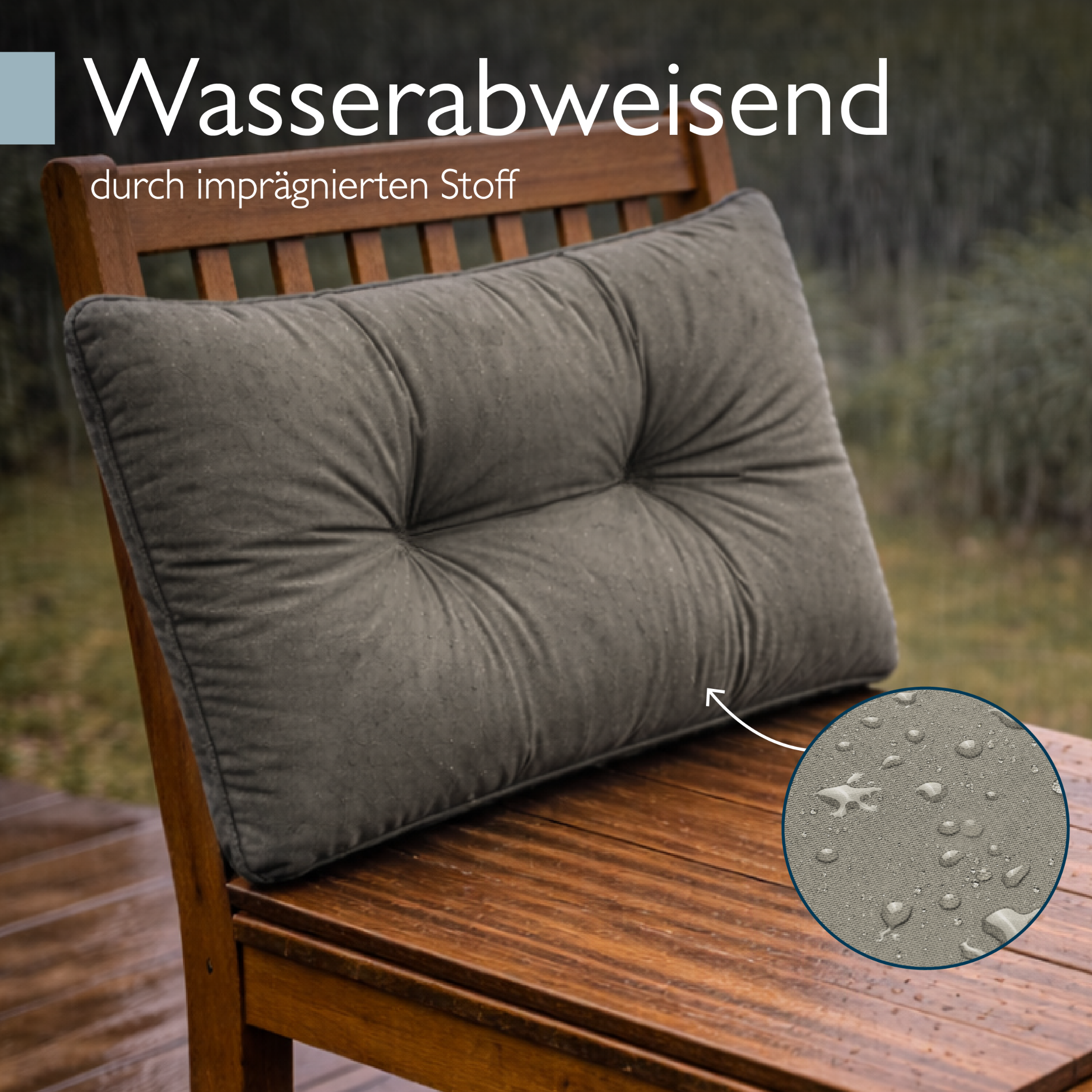 Outdoor Lounge Rückenkissen und Sitzkissen hellgrau, wasserabweisend und pflegeleicht