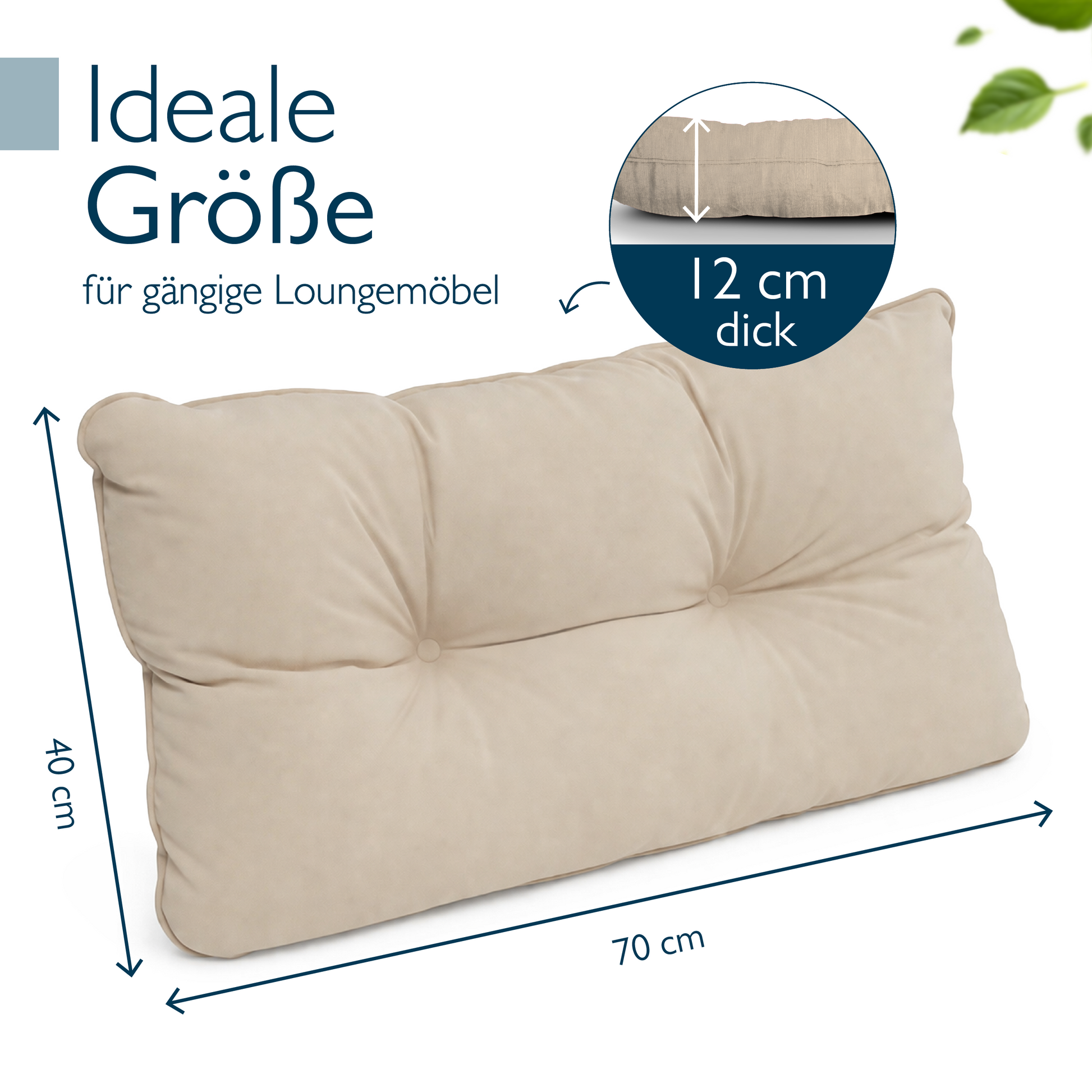 Outdoor Lounge Rückenkissen und Sitzkissen 10-12 cm dick, wasserabweisend, schmutzresistent, pflegeleicht, für Gartenmöbel
