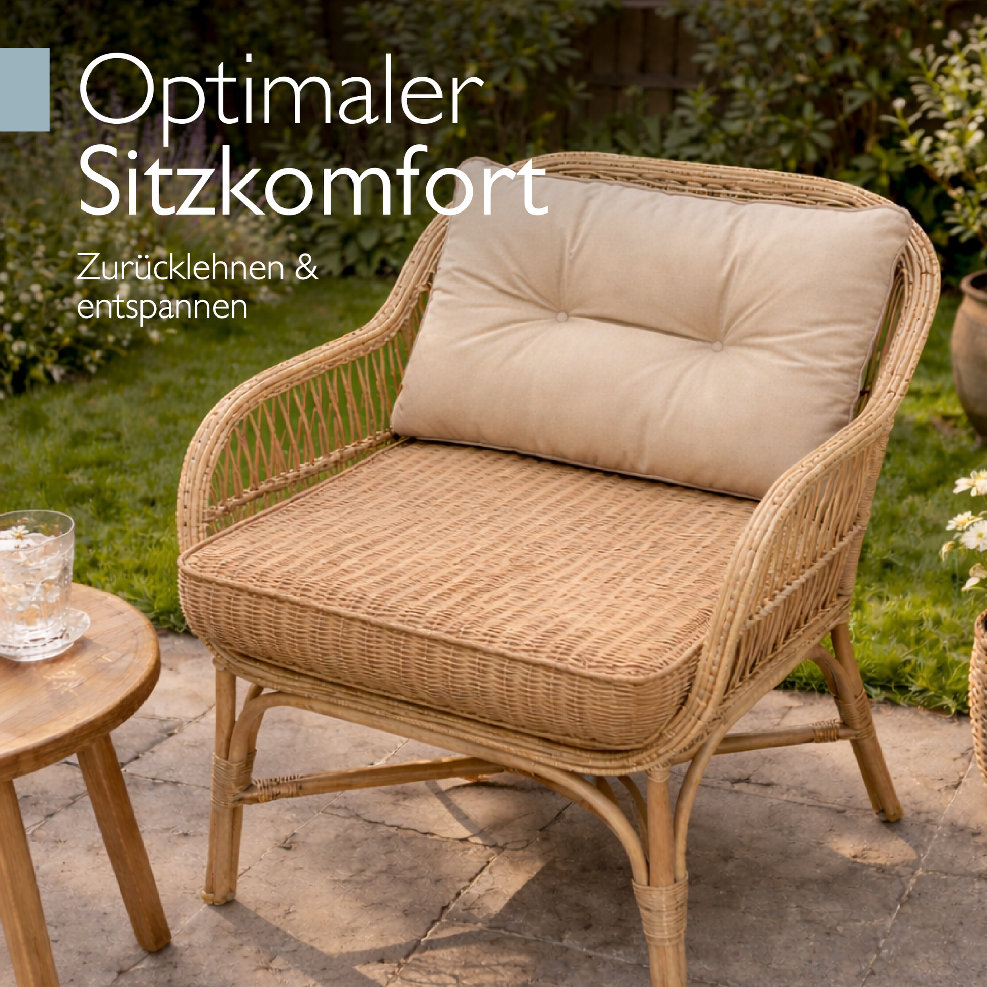 Outdoor Lounge Rückenkissen und Sitzkissen, 10/12 cm dick, schmutz- und wasserabweisend, robustes Design für Gartenmöbel
