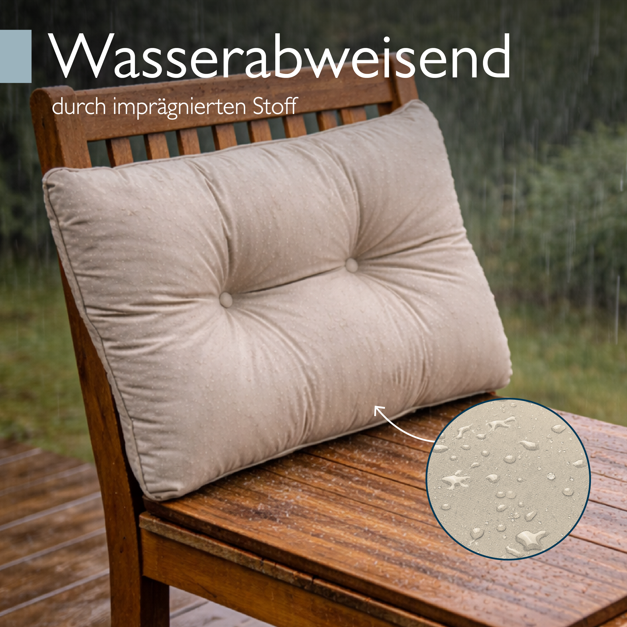 Outdoor Lounge Rückenkissen und Sitzkissen 10-12 cm dick, wasserabweisend, robust, komfortabel für Gartenmöbel