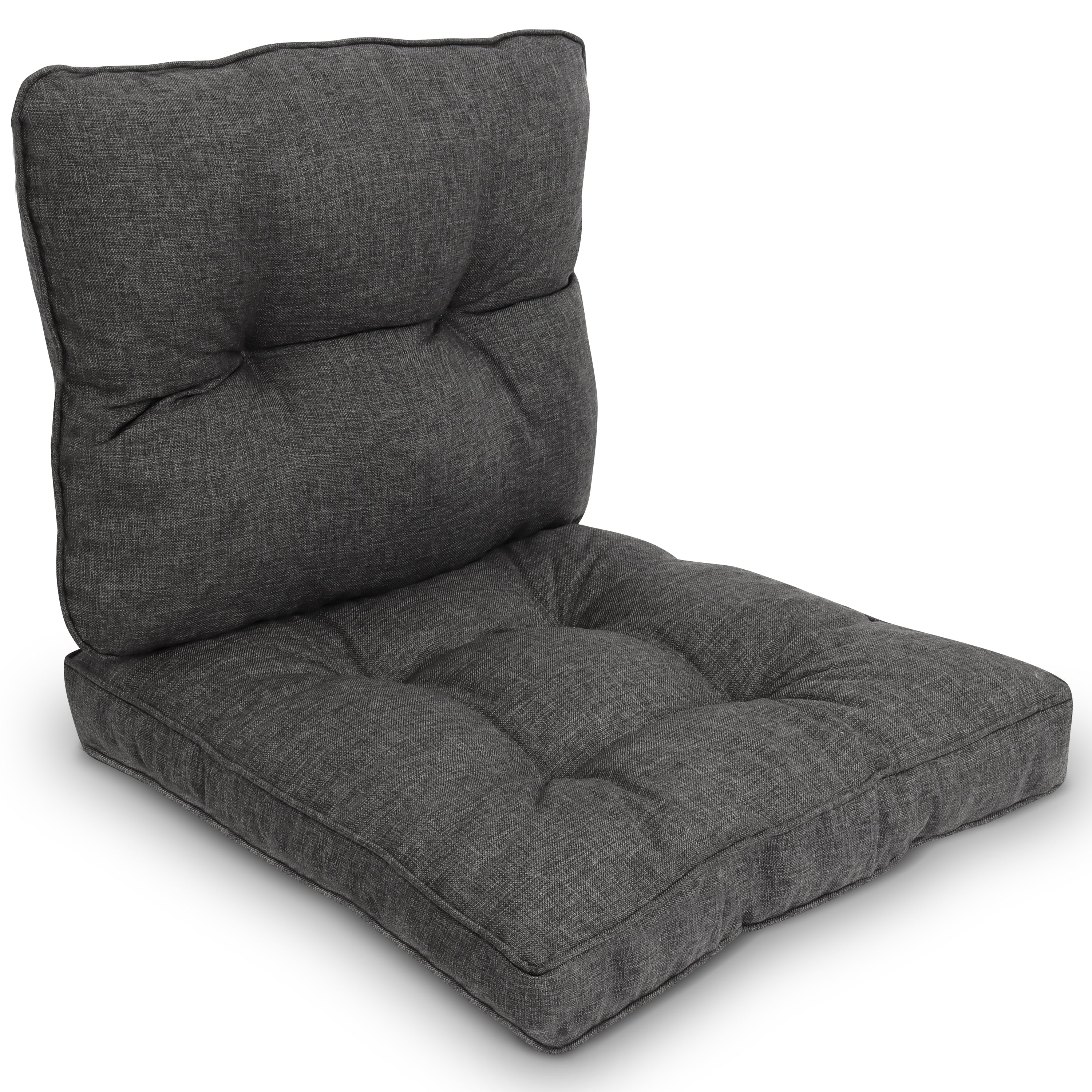 Anthrazitfarbenes Beautissu Loungekissen mit wasser- und schmutzabweisendem Polypropylenbezug für Outdoor-Lounges