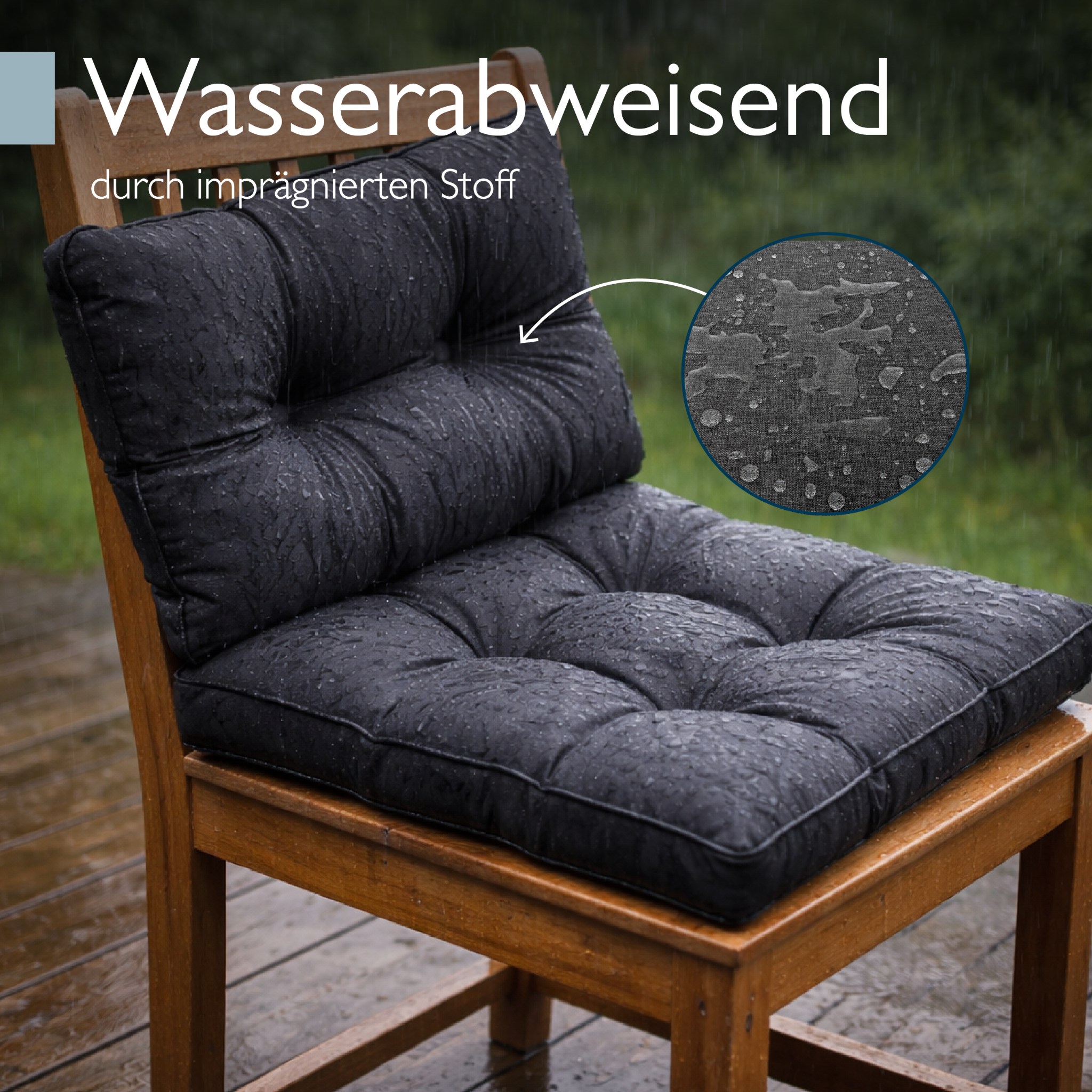 Anthrazitfarbene Beautissu Loungekissen für Outdoor mit 10/12 cm Dicke, wasserabweisend und pflegeleicht