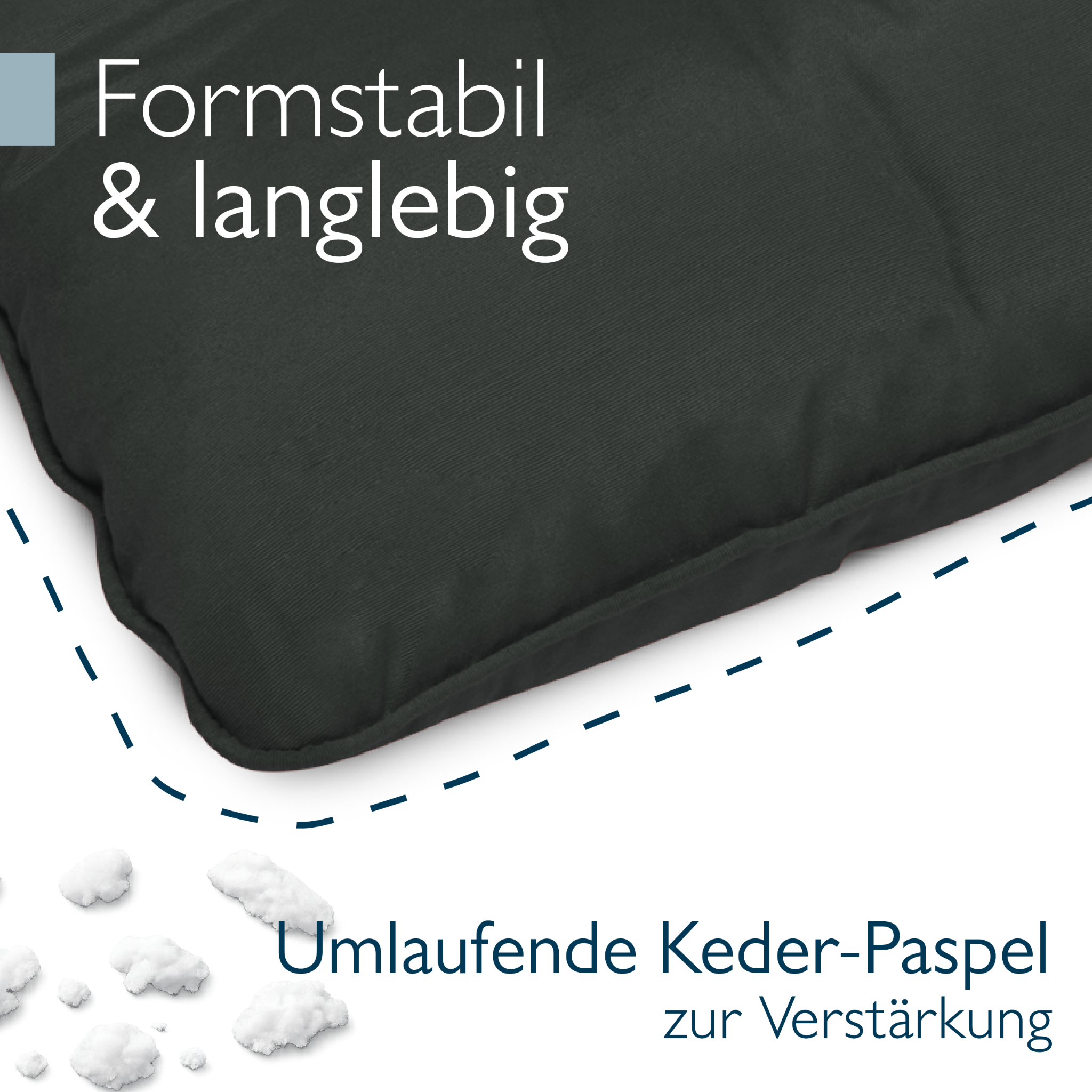 Beautissu Loungekissen Outdoor Set anthrazit wasserabweisend schmutzabweisend robust