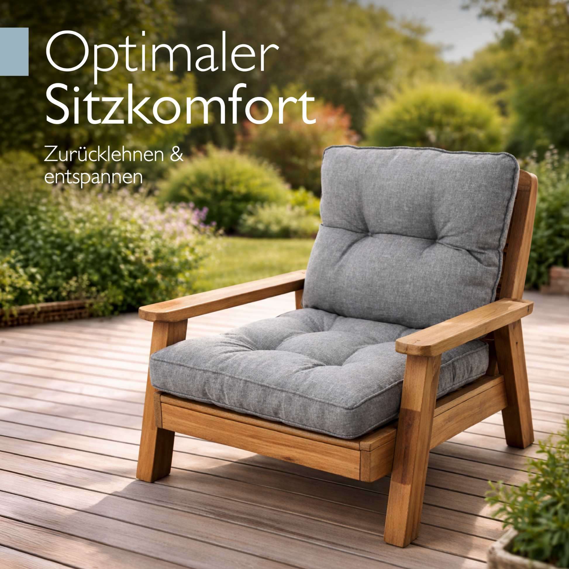 Beauflair Lounge Kissen hellgrau, 10-12 cm dick, wasserabweisend, outdoor Sitz- und Rückenkissen