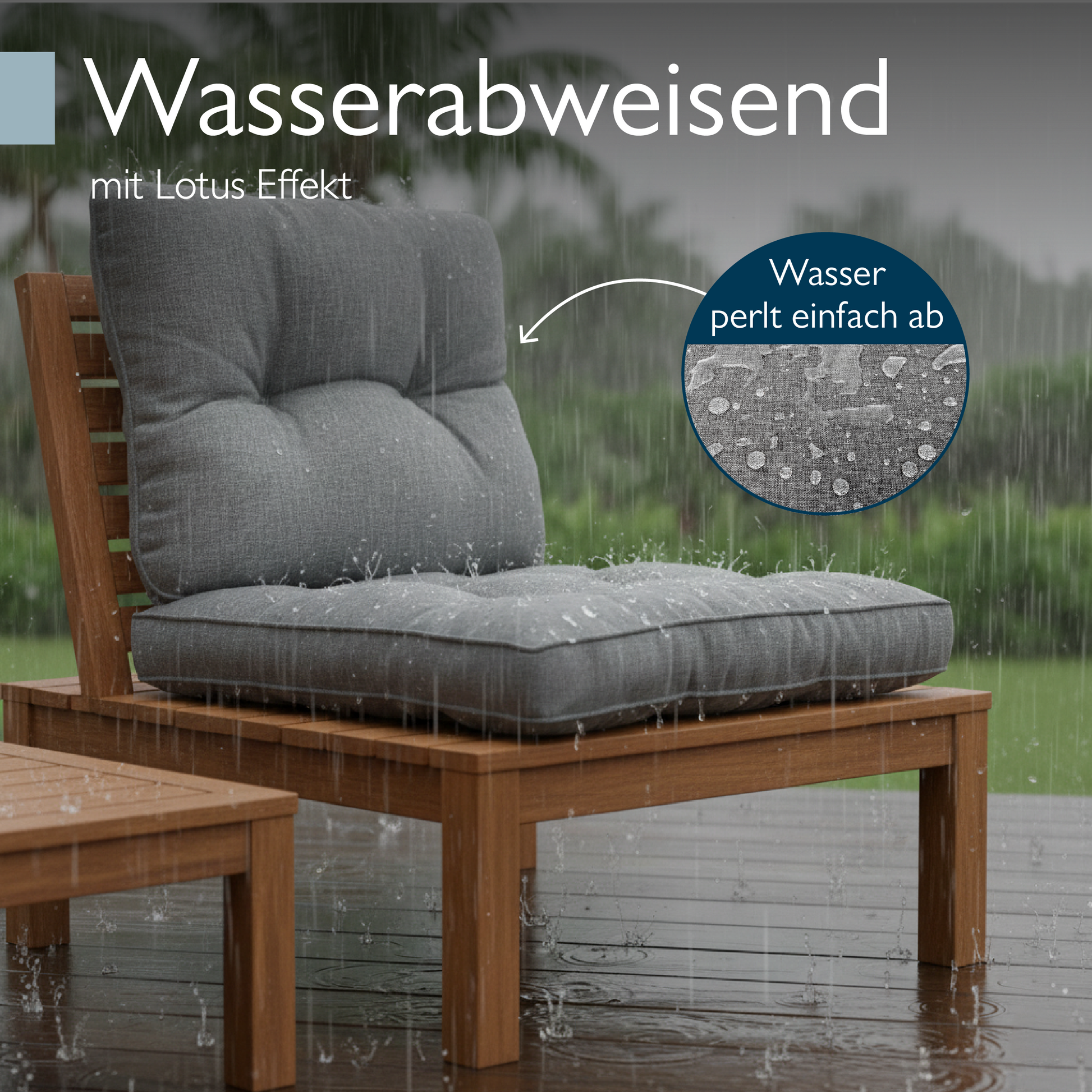Beauflair Lounge Kissen in Hellgrau, wasserabweisend, 10-12 cm dick, Outdoor Loungekissen mit Fleckenschutz