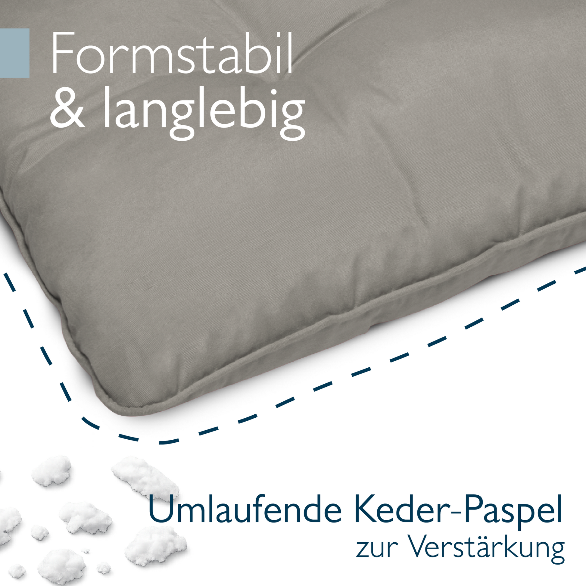 Outdoor Lounge Rückenkissen und Sitzkissen hellgrau, wasserabweisend, 10 und 12 cm dick, komfortabel für Gartenmöbel