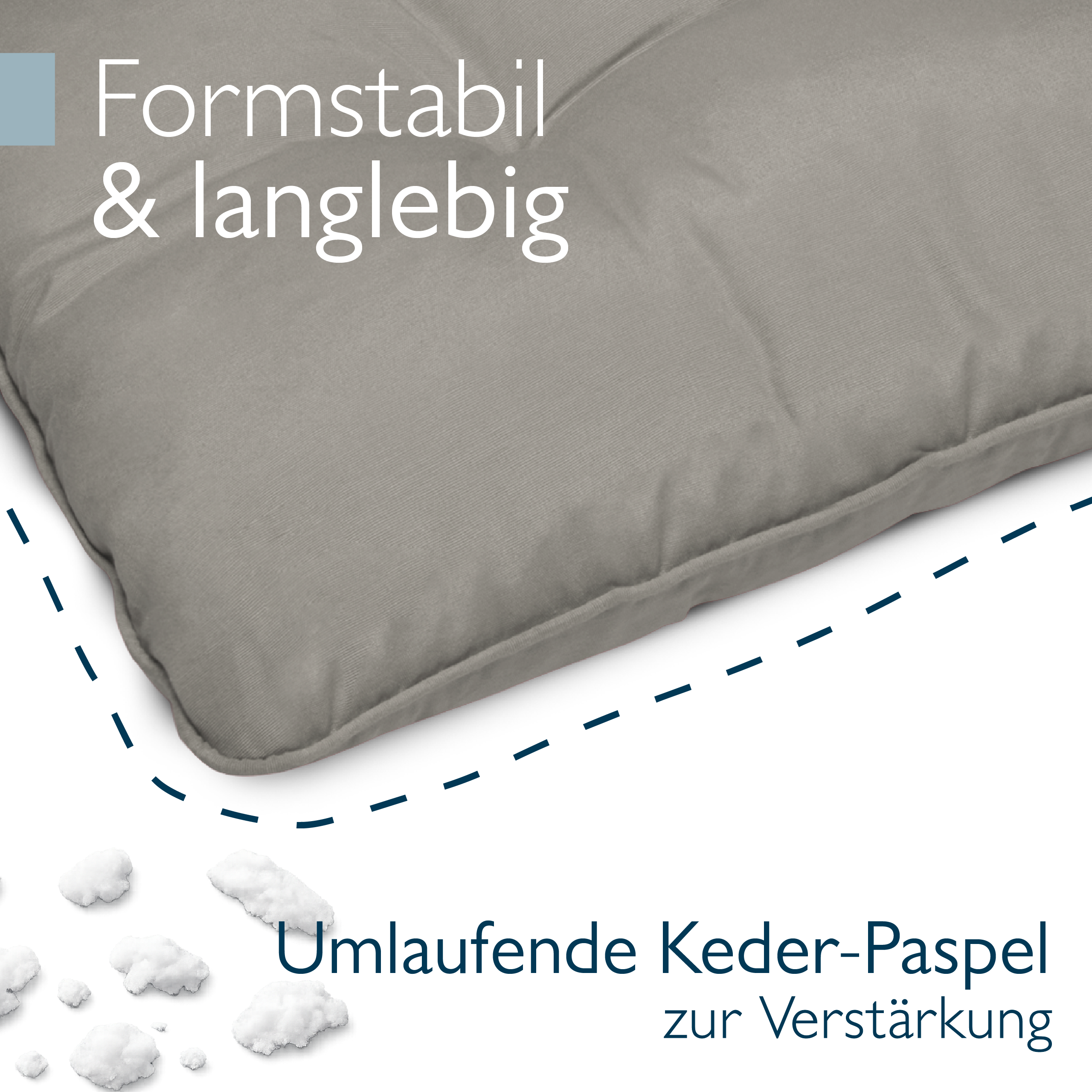 Hellgraues Outdoor Lounge Rückenkissen und Sitzkissen, wasserabweisend, 10/12 cm dick, robust und pflegeleicht