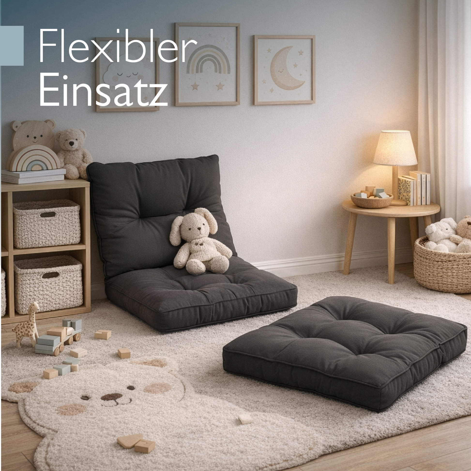 Anthrazit Beautissu Loungekissen Outdoor Rückenkissen und Sitzkissen robust wasserabweisend
