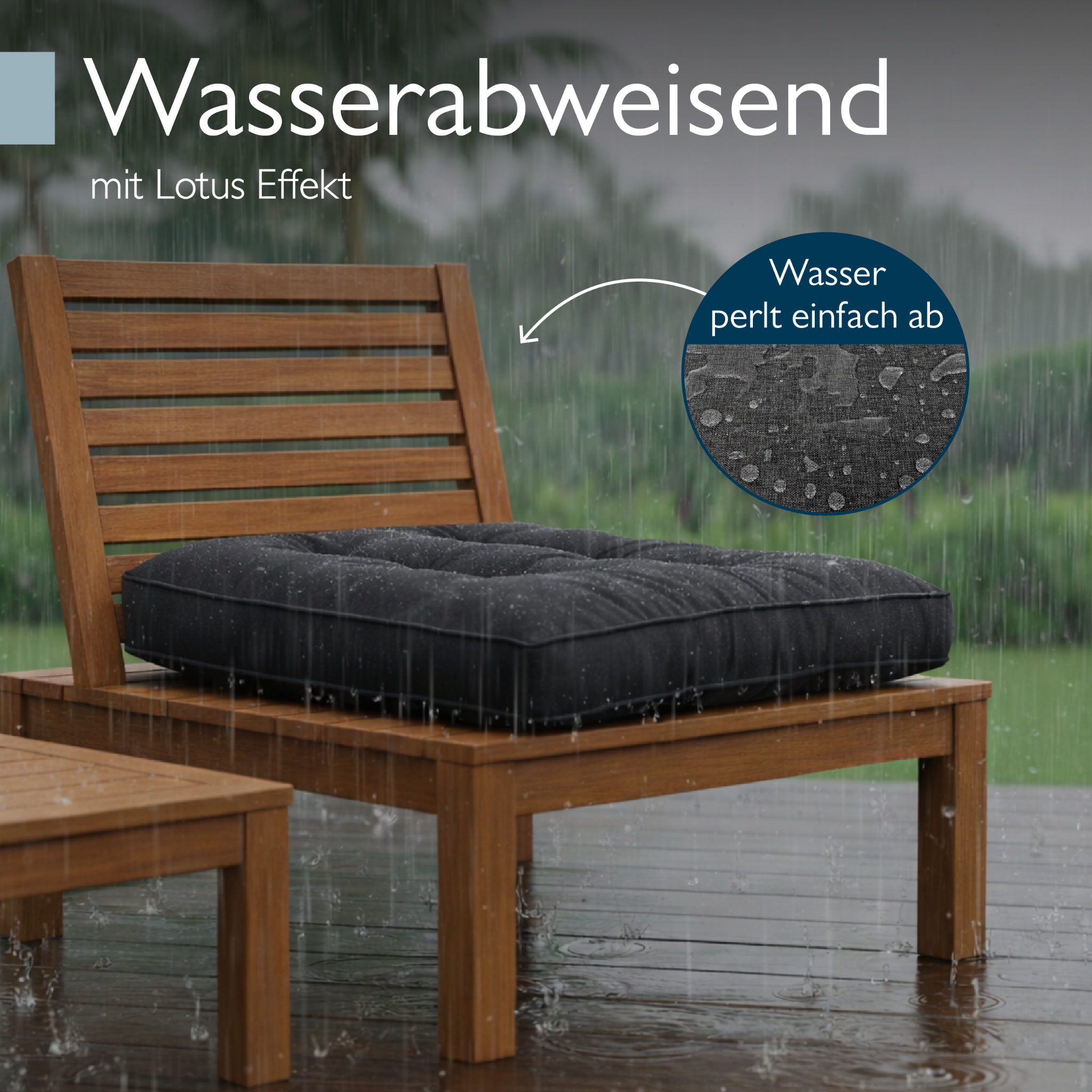 Anthrazitfarbene Beautissu Loungekissen aus wasserabweisendem Polypropylen für Outdoor mit 10-12 cm Dicke