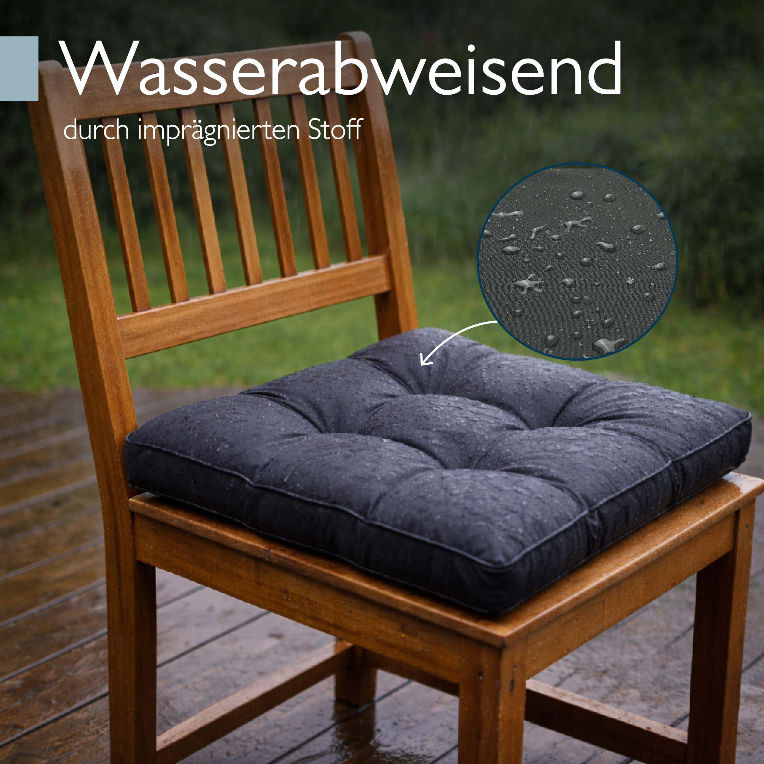 Anthrazitfarbenes Beautissu Loungekissen Outdoor, schmutz- und wasserabweisend, 10-12 cm dick