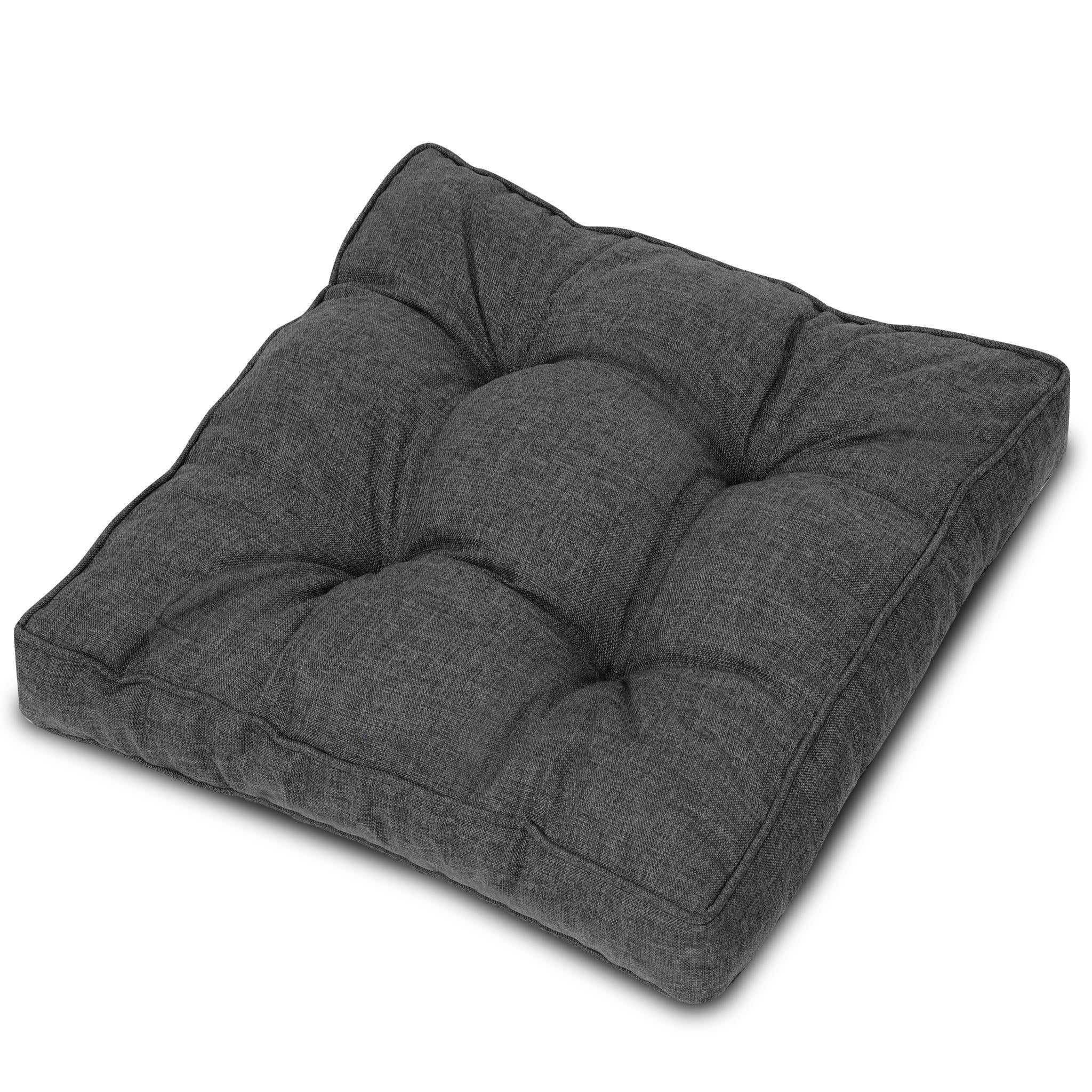 Anthrazitfarbenes Beautissu Loungekissen-Set mit wasserabweisenden Outdoor-Sitz- und Rückenkissen