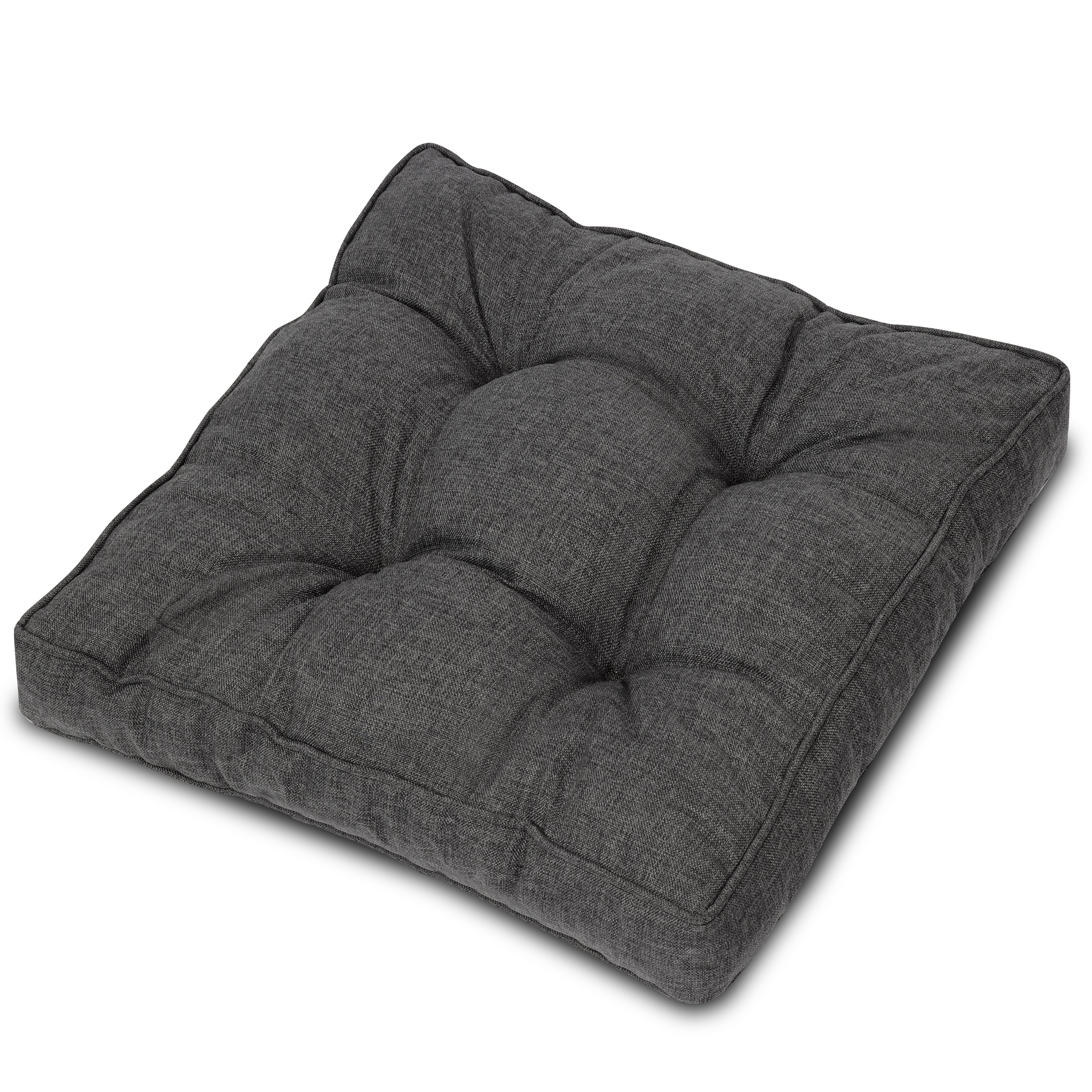 Bequeme anthrazitfarbene Beautissu Loungekissen für Outdoor mit wasserabweisendem Polypropylenbezug und PU-Schaumstofffüllung