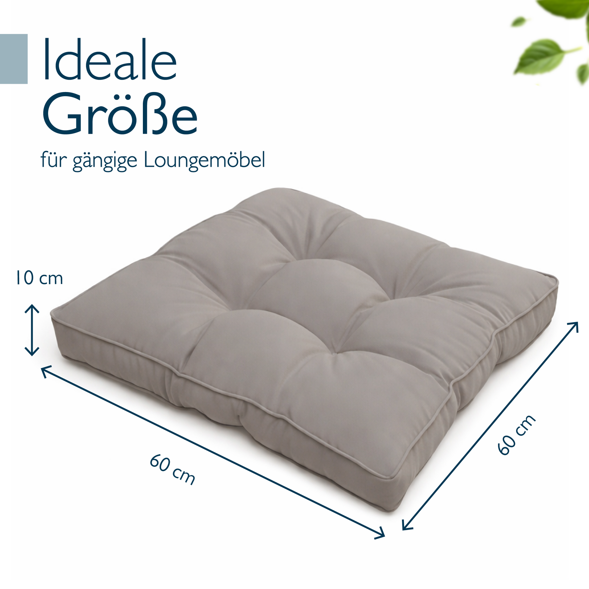 Hellgraue Outdoor Lounge Rückenkissen und Sitzkissen, 10-12 cm dick, wasserabweisend und pflegeleicht