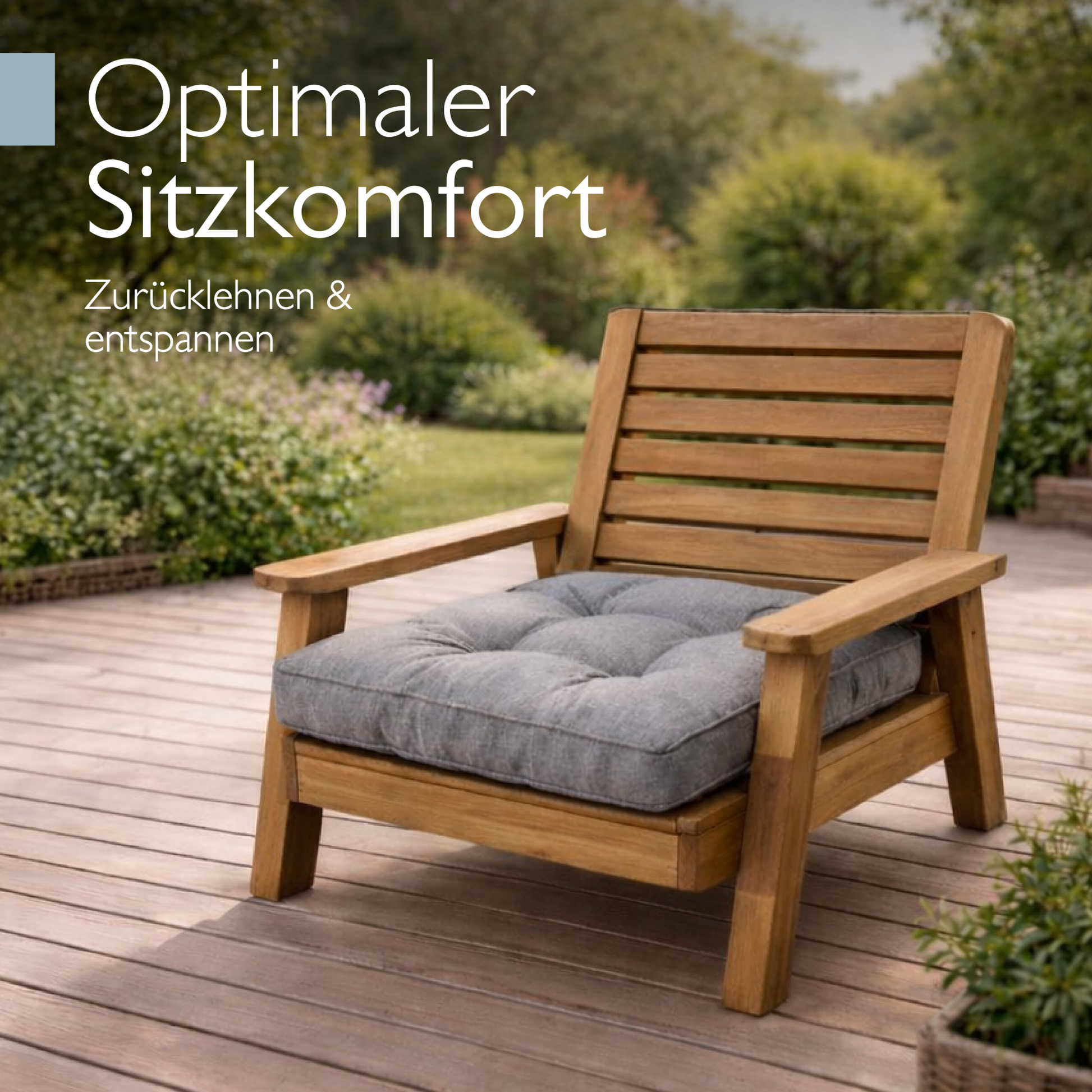 Beauflair Lounge Kissen hellgraue Outdoor Sitz- und Rückenkissen wasserabweisend und formstabil