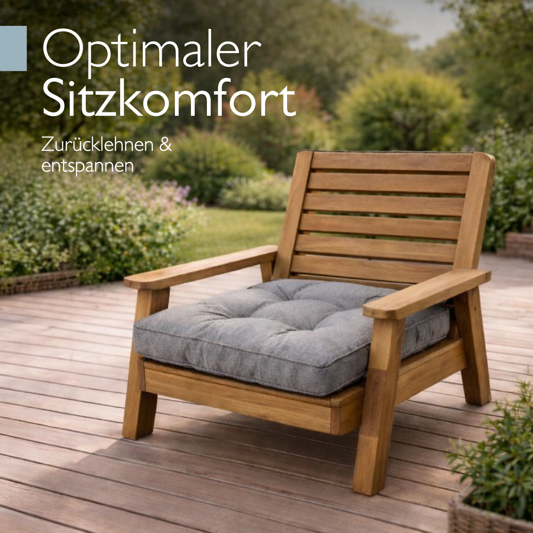 Beauflair Lounge Kissen hellgraue Outdoor Sitz- und Rückenkissen wasserabweisend und formstabil