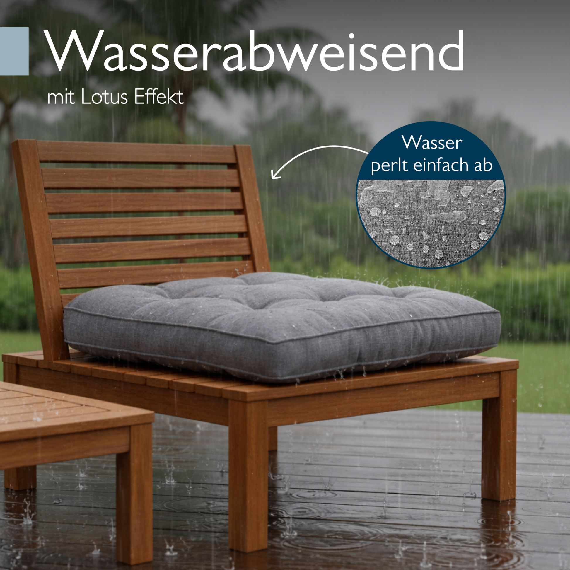 Hellgraue Beauflair Lounge Kissen, wasserabweisend, 10-12 cm dick, outdoor geeignet