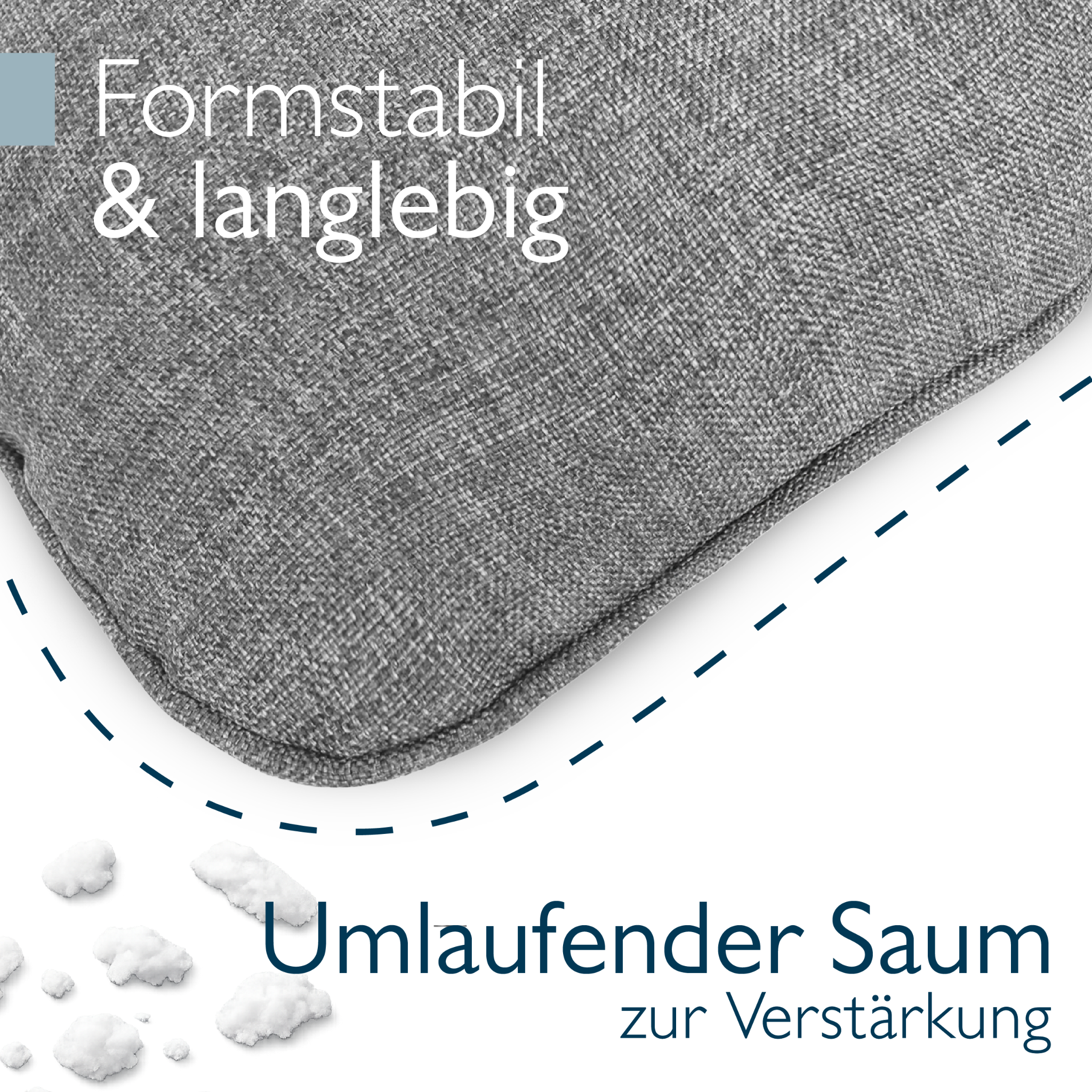 Beauflair Lounge Kissen Outdoor Sitz- und Rückenkissen hellgrau wasserabweisend formstabil