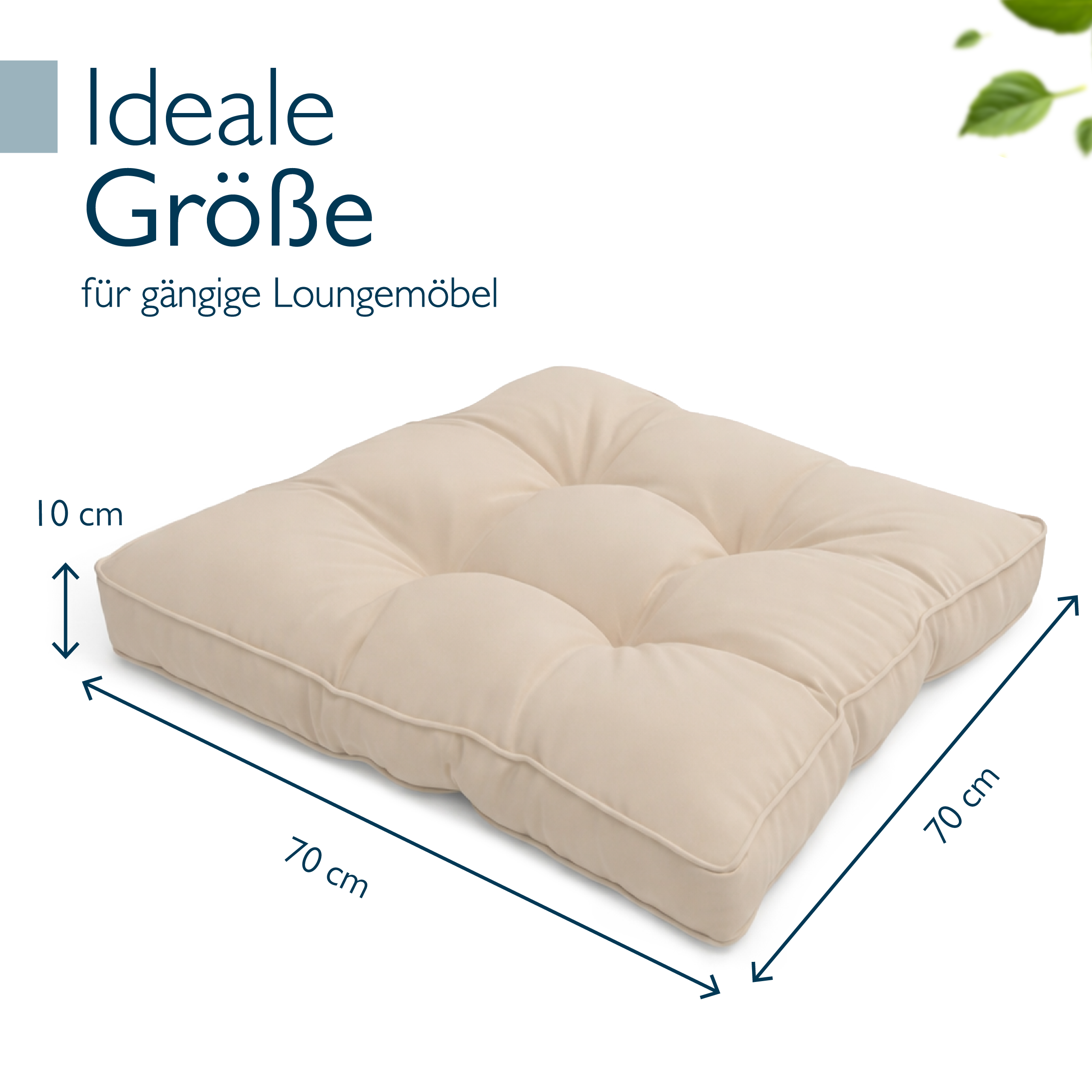 Outdoor Lounge Rückenkissen und Sitzkissen 10-12 cm dick, wasserabweisend, robust für Gartenmöbel
