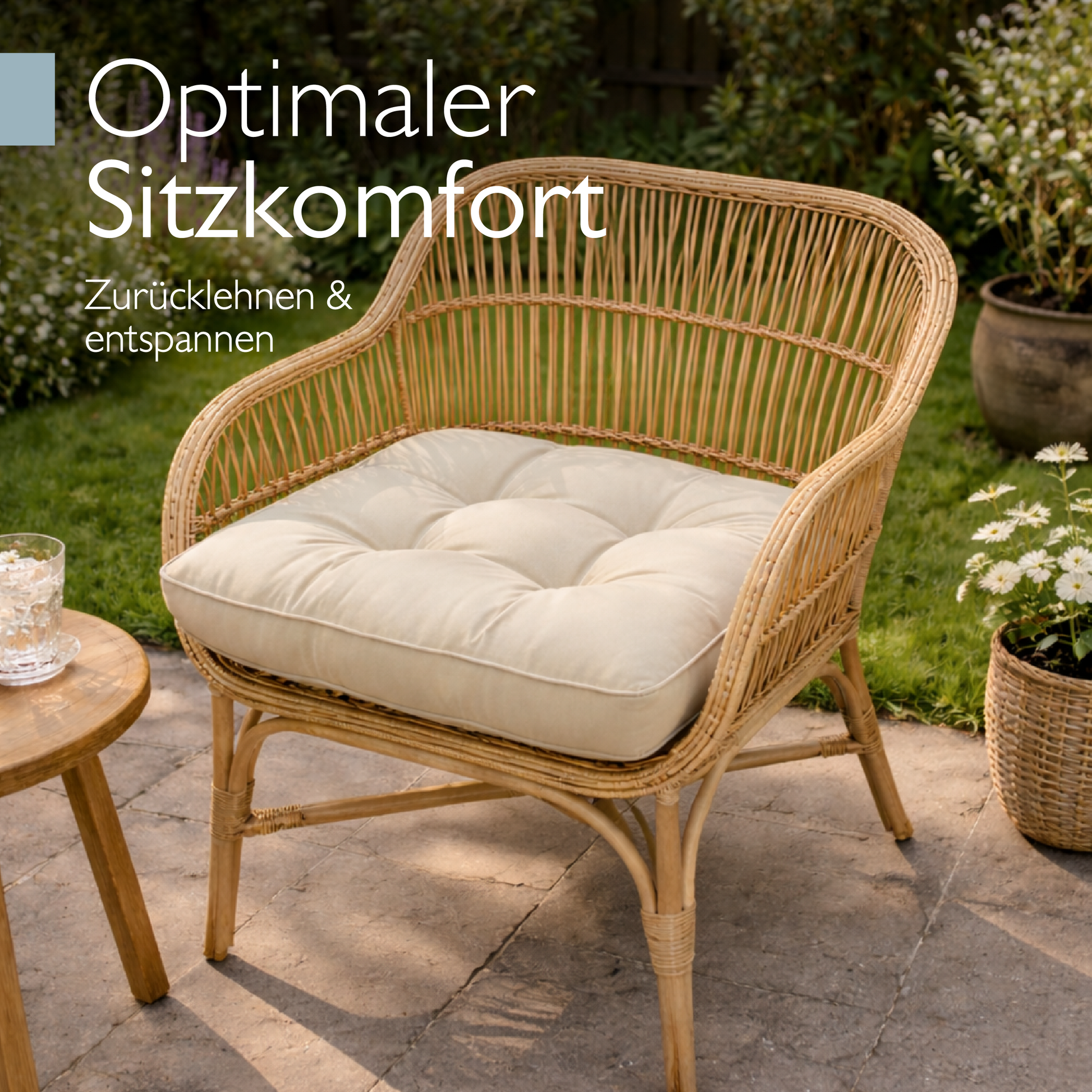 Outdoor Lounge Rückenkissen und Sitzkissen 10-12 cm dick, wasser- und schmutzabweisend, Outdoor-geeignet