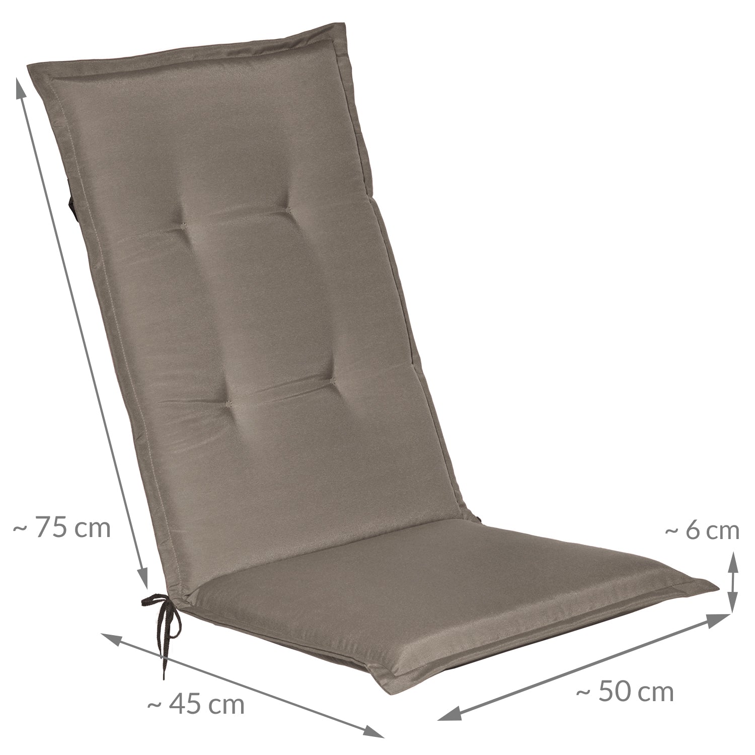 Beautissu Hochlehner Auflage 120x50x6 cm mit weicher Schaumkern-Polsterung und UV-beständigem Polyesterbezug für Gartenstühle