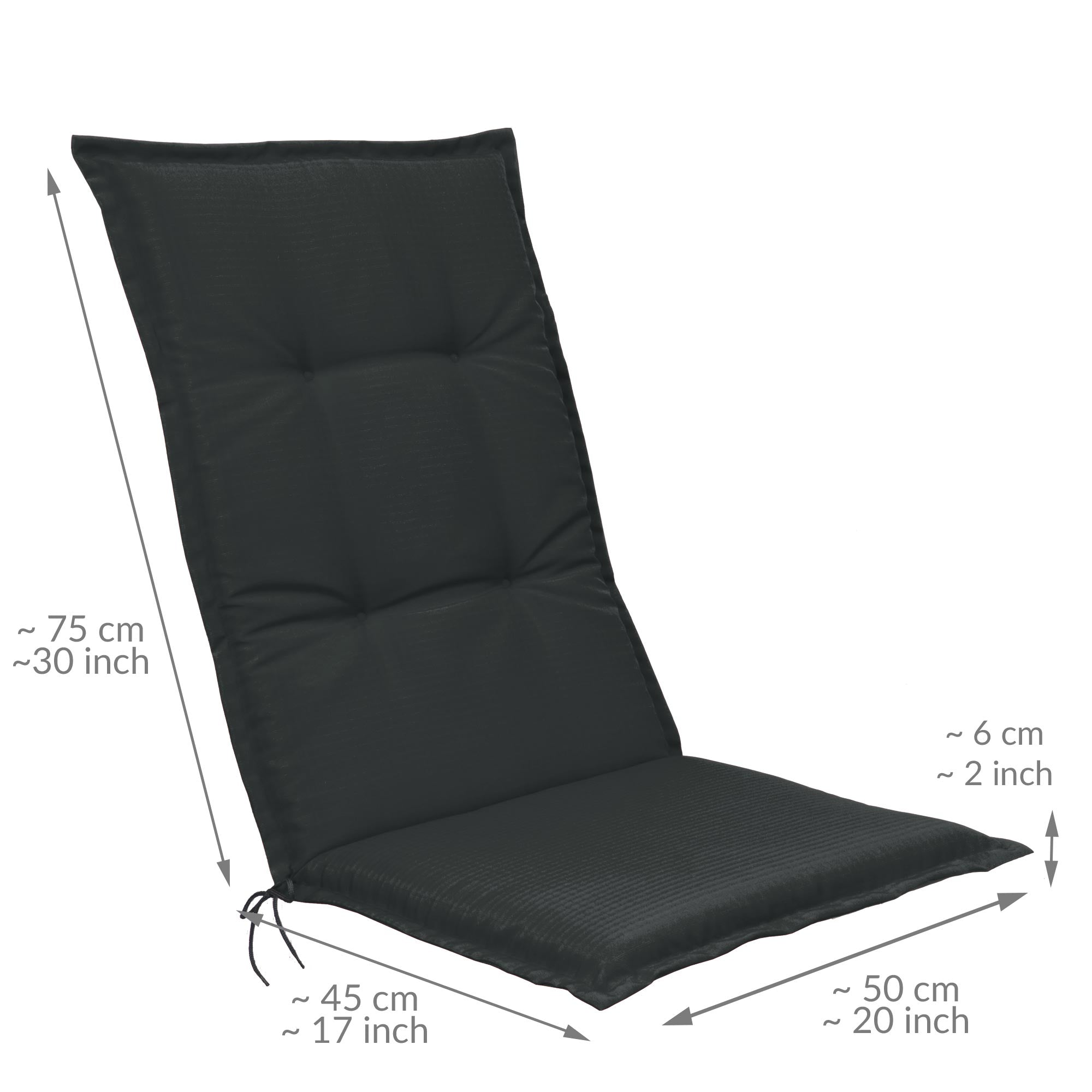 Beautissu Hochlehner Stuhlauflage 120x50x6 cm  – Gartenstuhl Sitzkisse