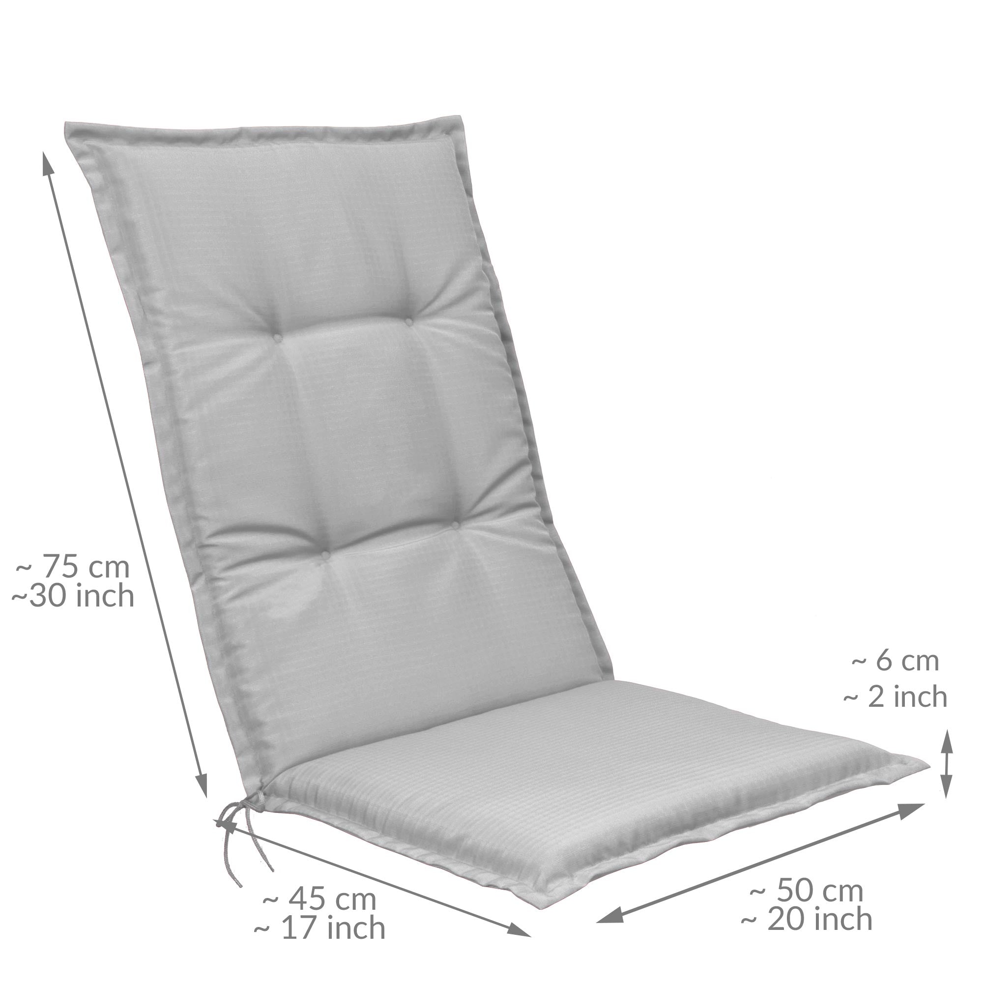 Beautissu Hochlehner Stuhlauflage 120x50x6 cm  – Gartenstuhl Sitzkisse