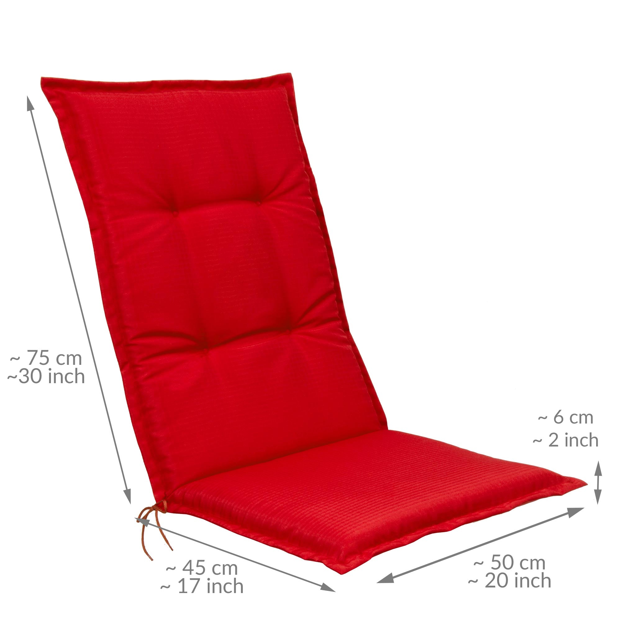 Beautissu Hochlehner Stuhlauflage 120x50x6 cm  – Gartenstuhl Sitzkisse