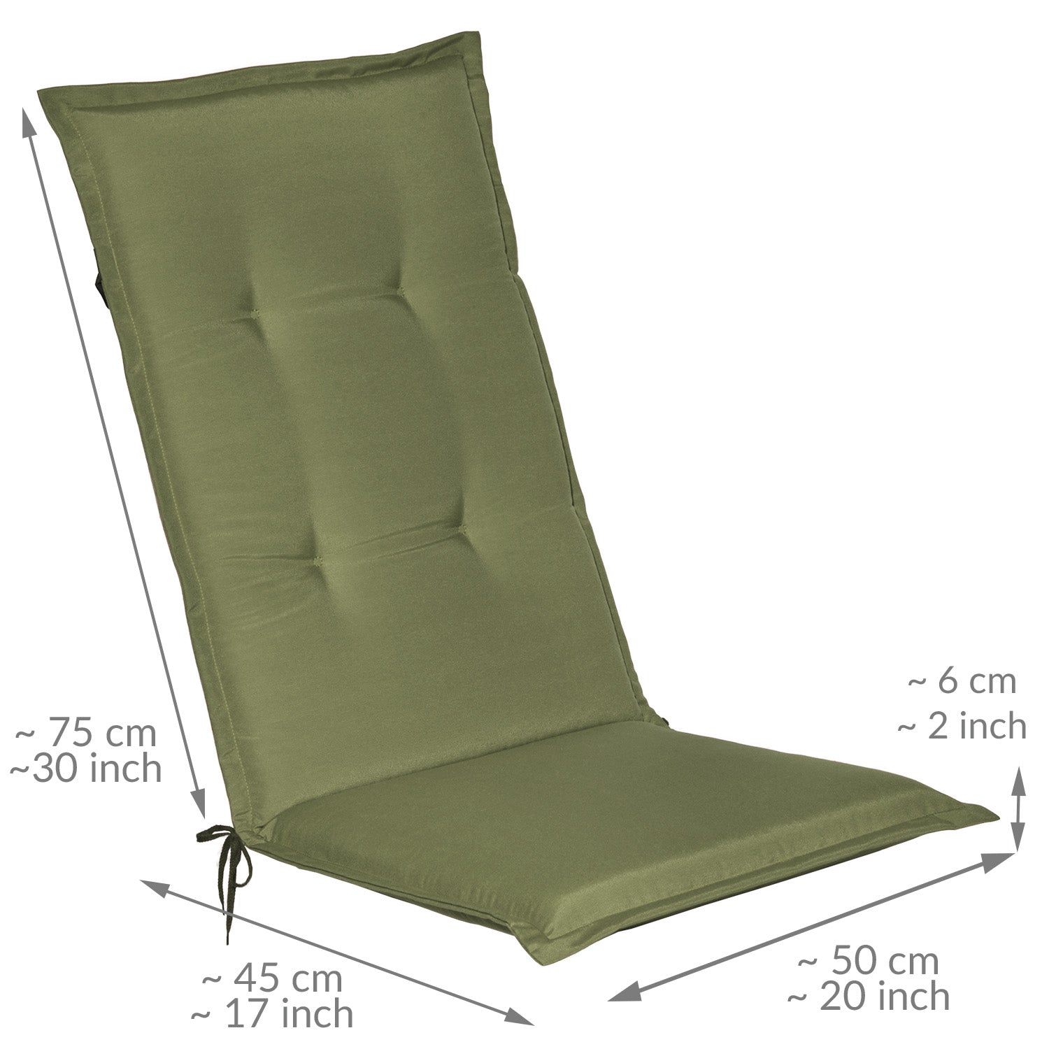 Beautissu Hochlehner Auflage Gartenstuhlauflage 120x50x6 cm mit weicher Polsterung und UV-beständigem Polyesterbezug