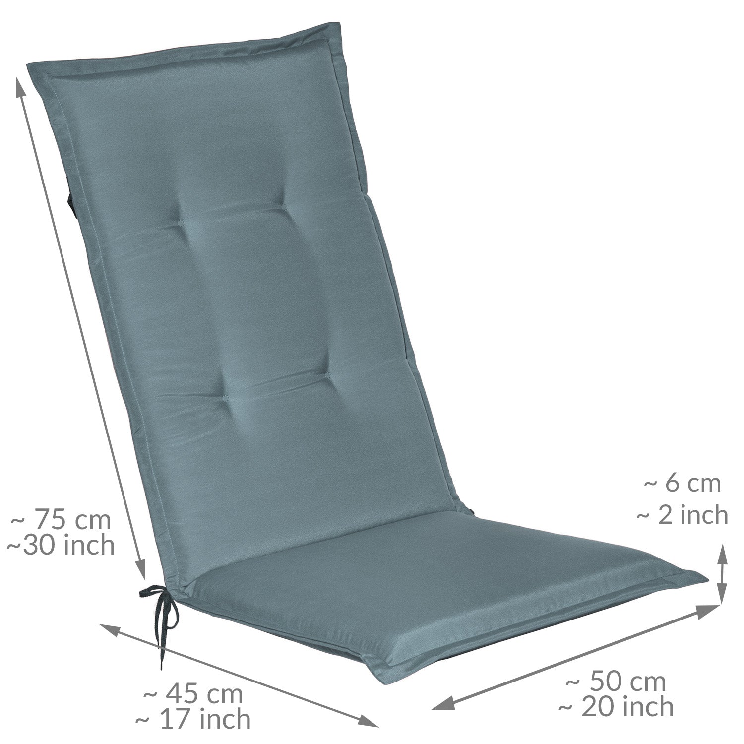 Beautissu Hochlehner Auflage 120x50x6 cm mit weicher Polsterung für Gartenstühle, UV-beständig und OEKO-TEX zertifiziert