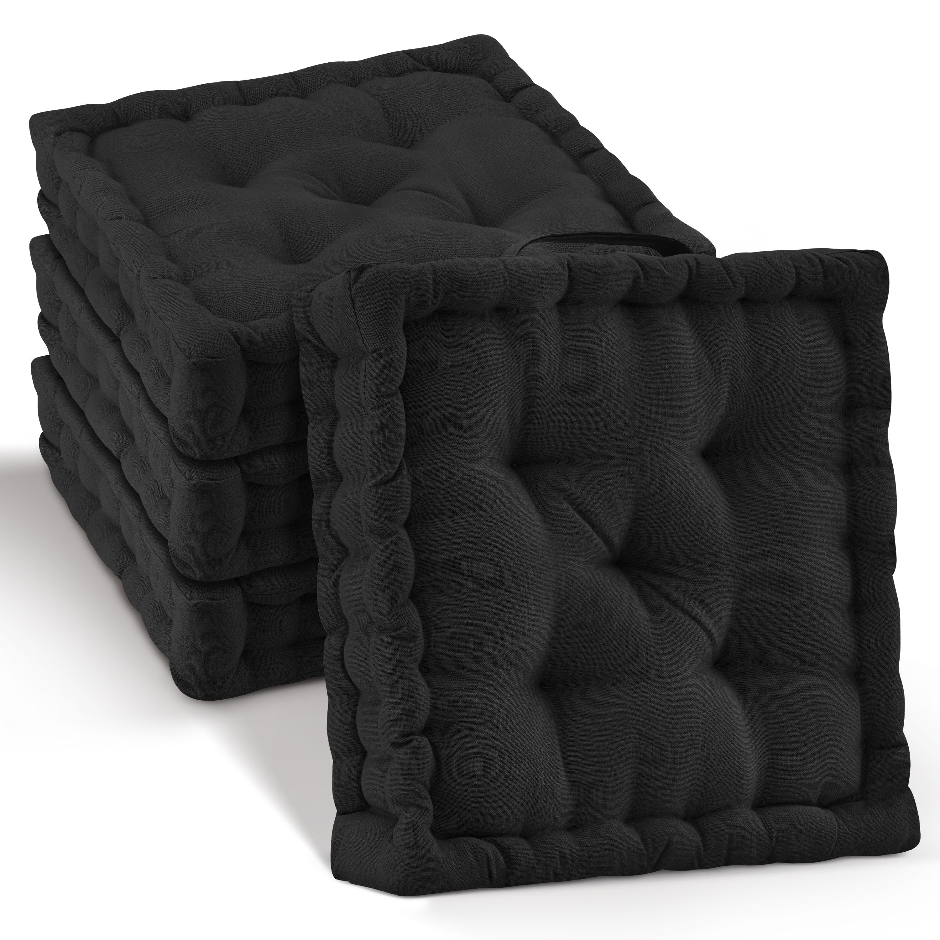 Beautissu Indoor & Outdoor Bodenkissen 50x50x8 cm mit Tragegriff – Sit