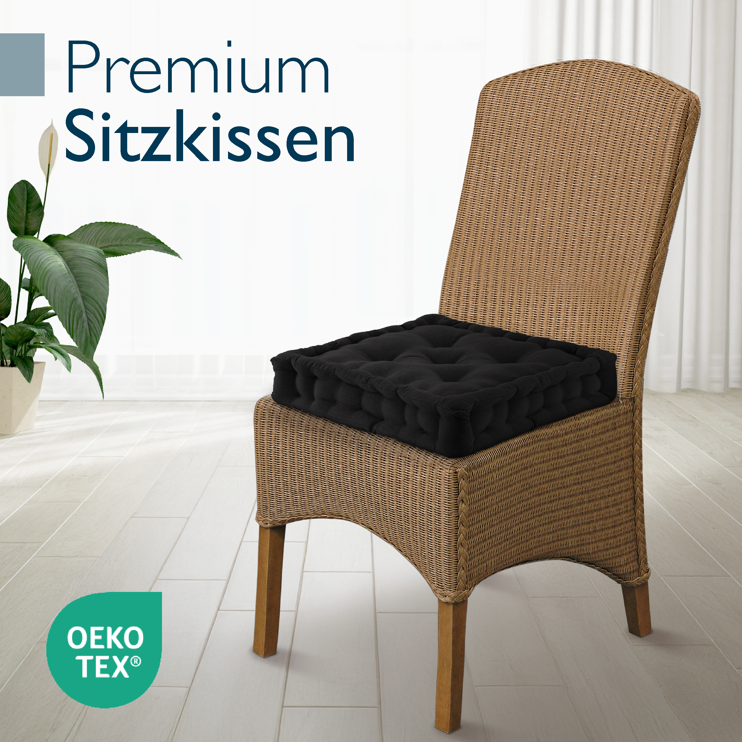 Beautissu Indoor & Outdoor Bodenkissen 50x50x8 cm mit Tragegriff – Sit