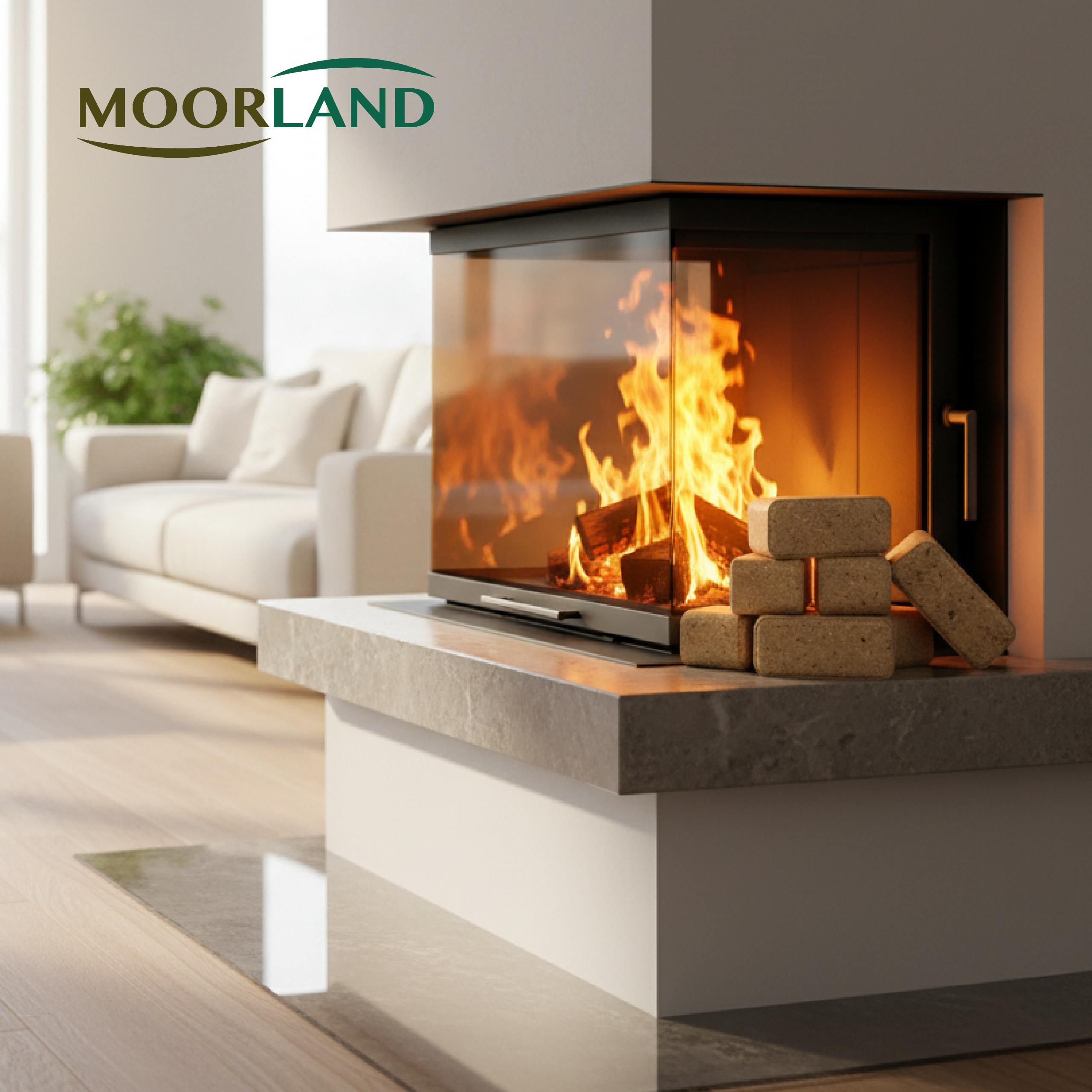 Holzbriketts 10/20/30kg in kompakter RUF-Form, nachhaltige und CO₂-neutrale Kaminbriketts mit hohem Heizwert aus naturbelassenem Holz, produziert in Deutschland