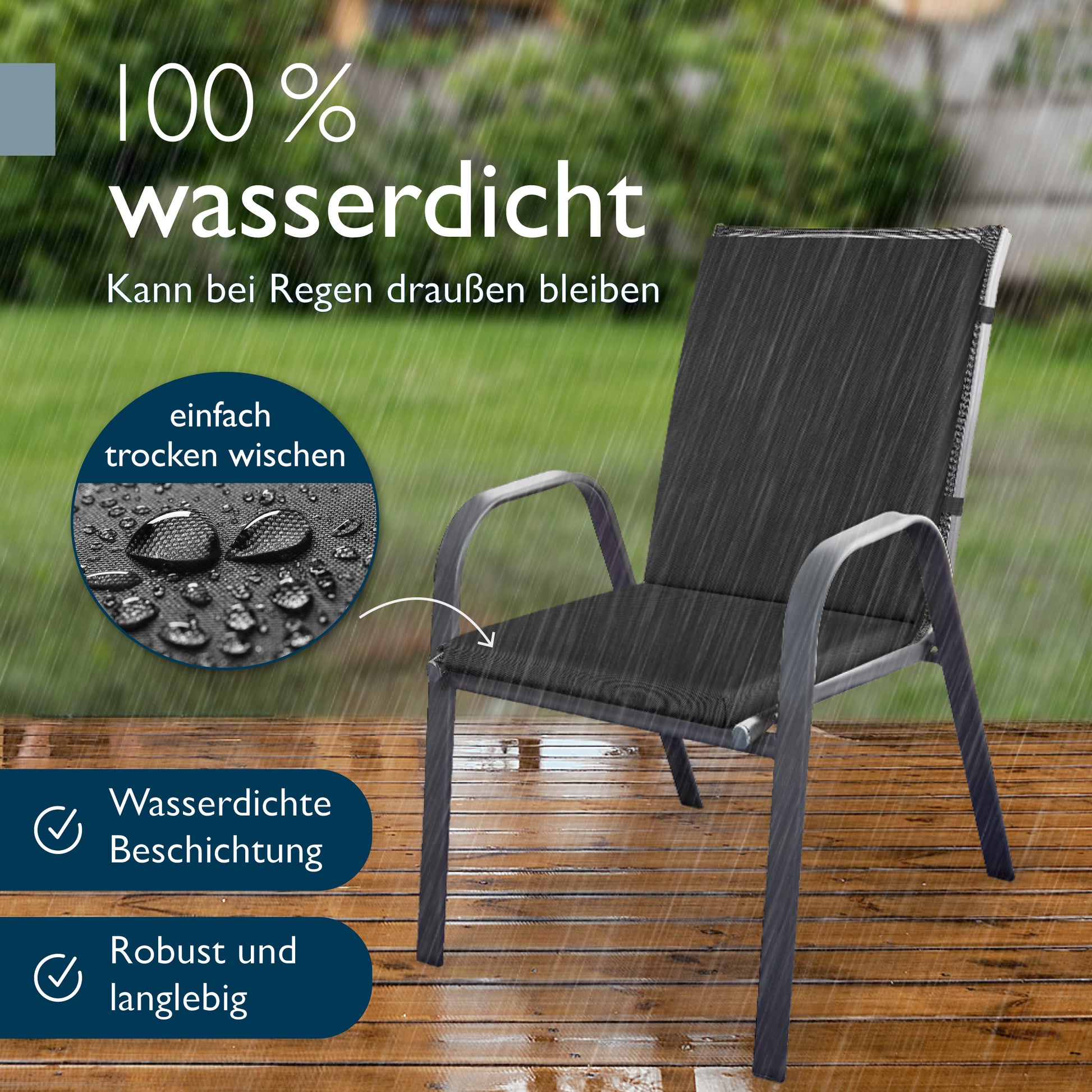Beautissu 100% Wasserdicht Premium Niederlehner Stuhlauflage 120x50x5,
