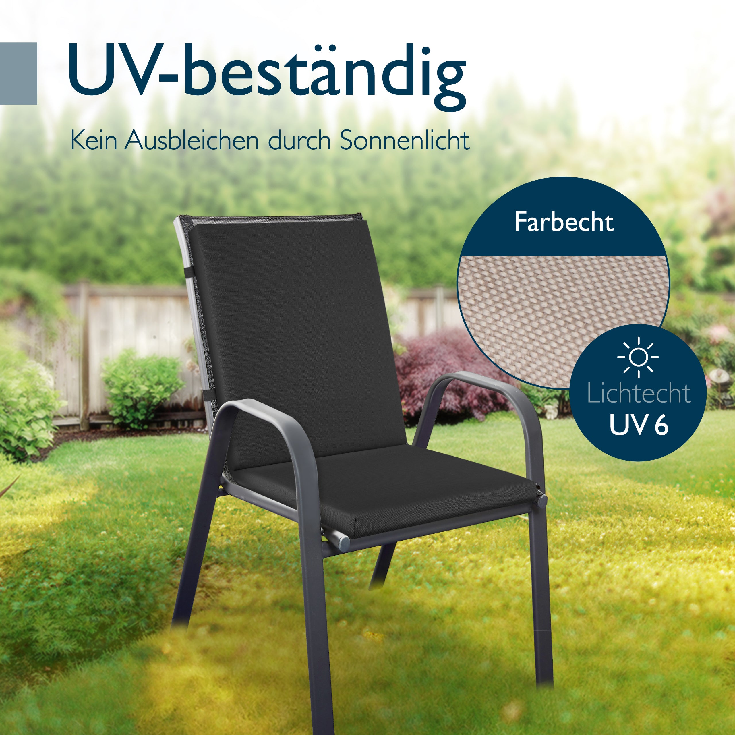 Beautissu 100% Wasserdicht Premium Niederlehner Stuhlauflage 120x50x5,