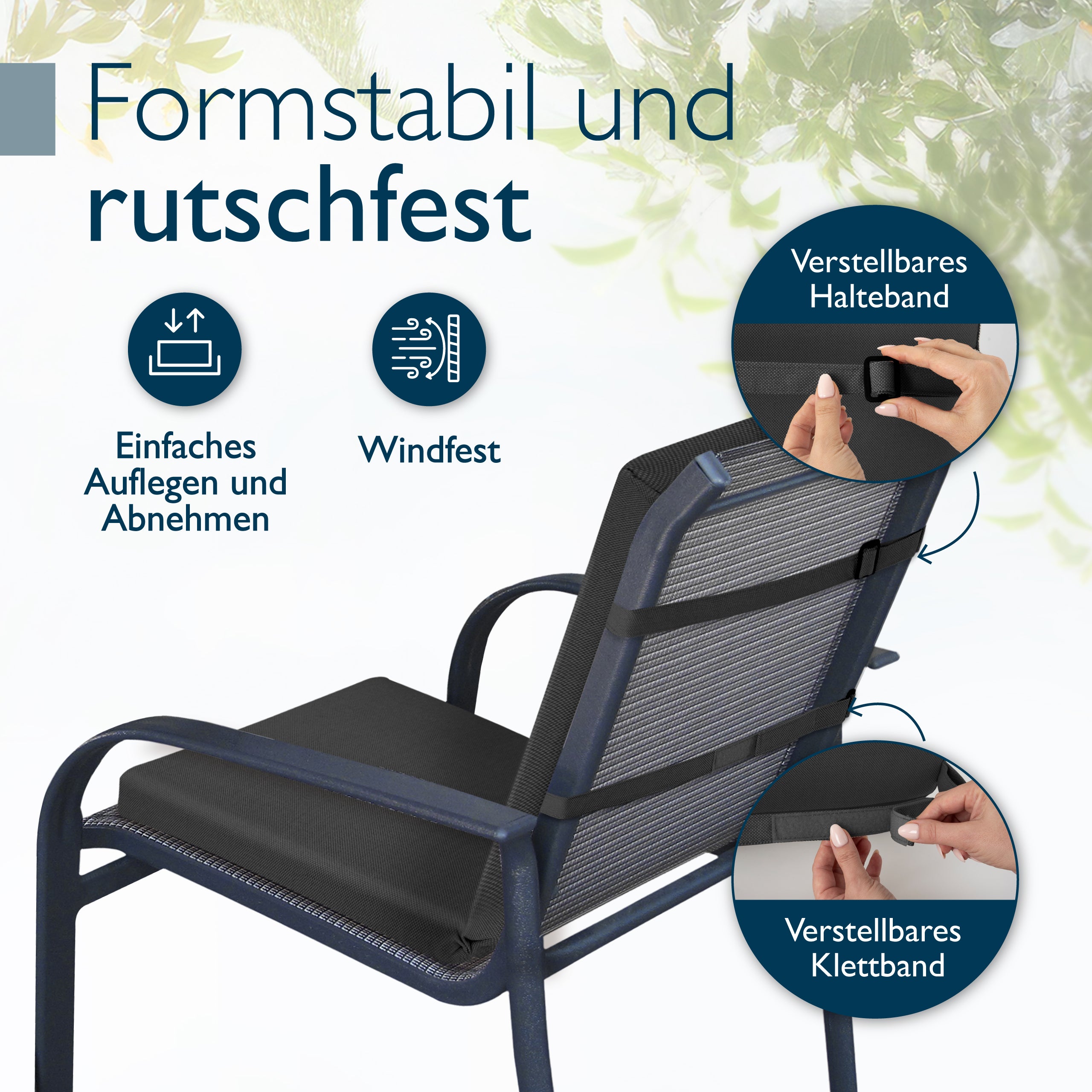 Beautissu 100% Wasserdicht Premium Niederlehner Stuhlauflage 120x50x5,