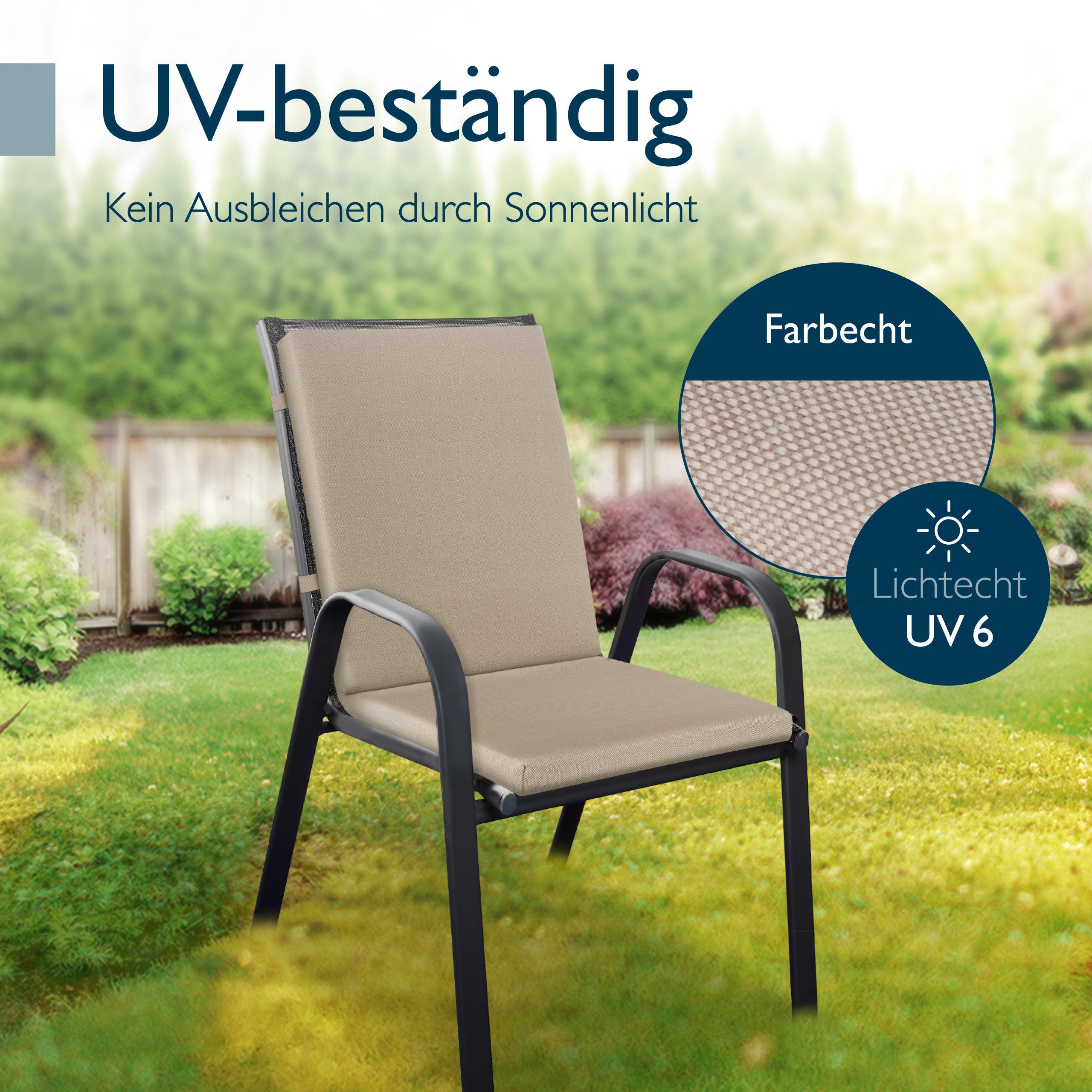 Beautissu 100% Wasserdicht Premium Niederlehner Stuhlauflage 120x50x5,