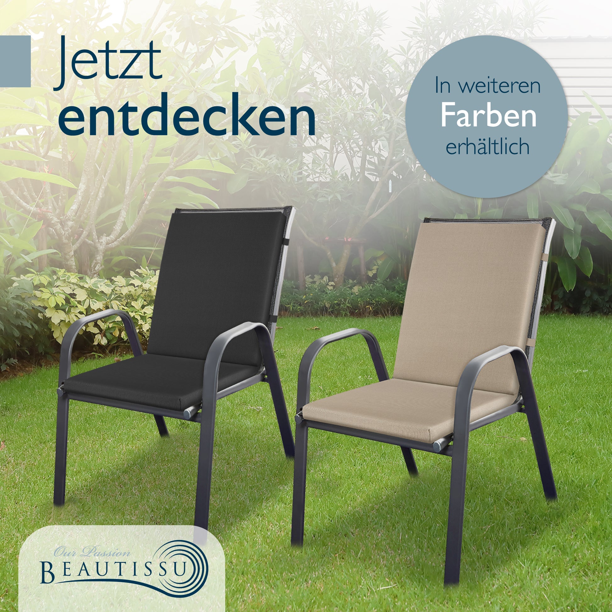 Beautissu 100% Wasserdicht Premium Niederlehner Stuhlauflage 120x50x5,