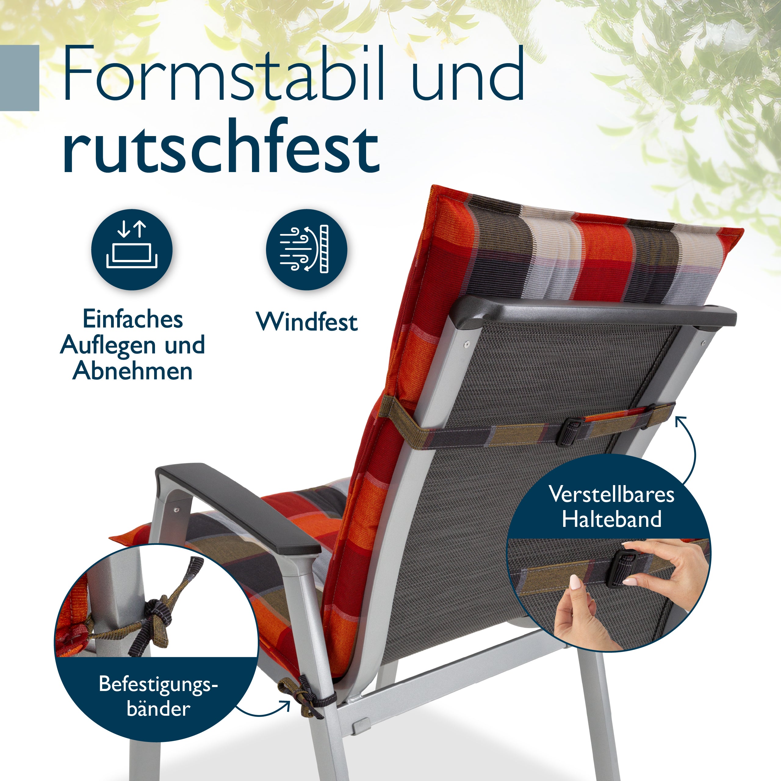 Beautissu Niederlehner Stuhlauflage 100x50x8 cm  – Gartenstuhl Sitzkis